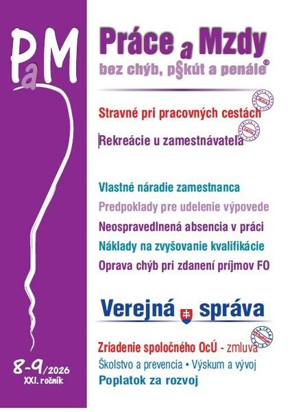 Levně PAM 8-9/2026 sk – Stravné, Rekreácie