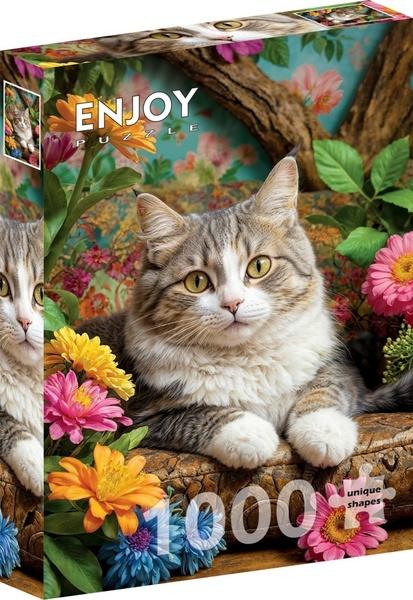 Levně Puzzle Kočka v květinách 1000 dílků