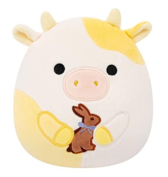 Levně Squishmallows Žlutá kravička s čoko zajícem Bodie