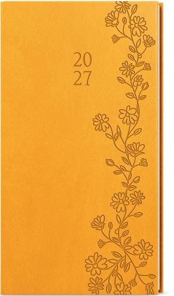 Levně Týdenní diář 2027 kapesní Jakub Vivella s ražbou okrová Květy