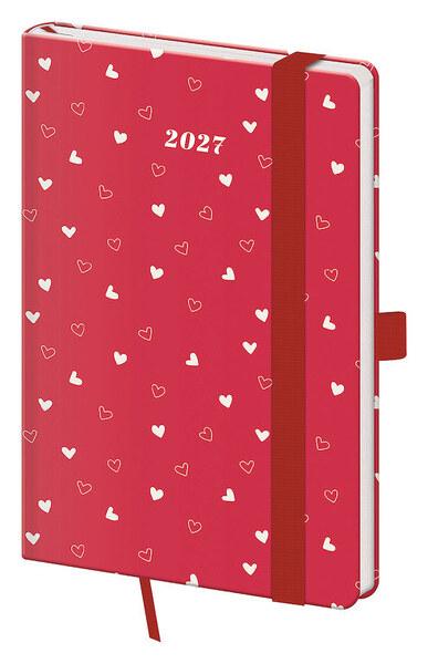 Levně Kapesní diář 2027 A6 Vario Hearts s gumičkou