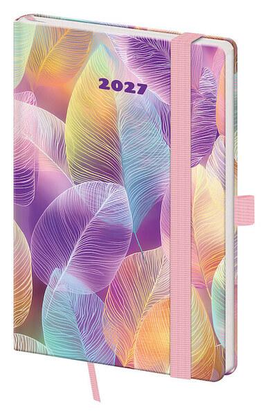 Levně Kapesní diář 2027 A6 Vario Feathers s gumičkou