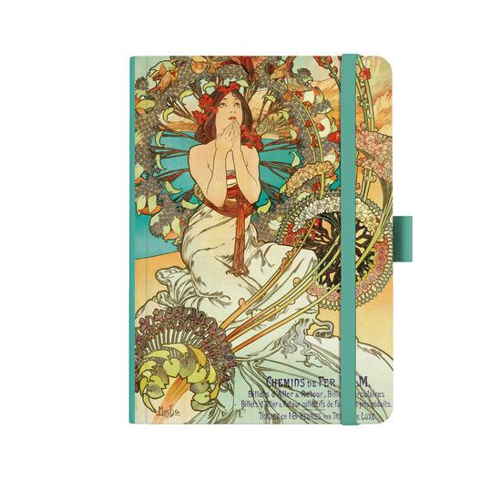 Levně Notes A5 Premium Alfons Mucha 2027 tečky Tyrkysový