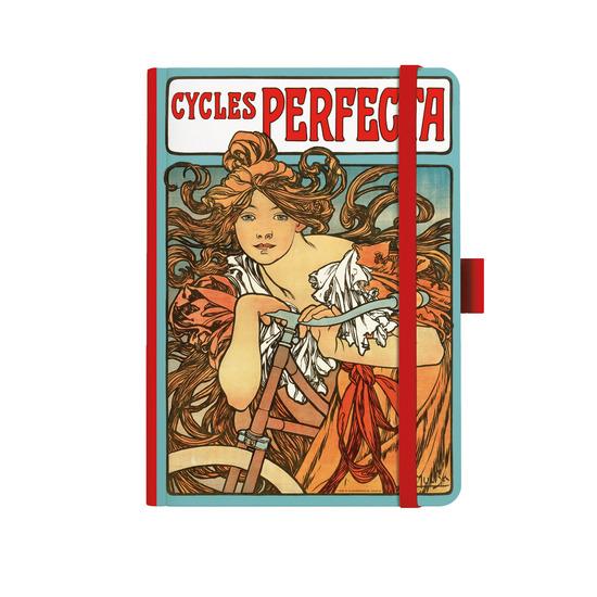 Levně Notes A5 Premium Alfons Mucha 2027 tečky červený