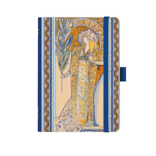 Levně Notes A5 Premium Alfons Mucha 2027 linkovaný modrý