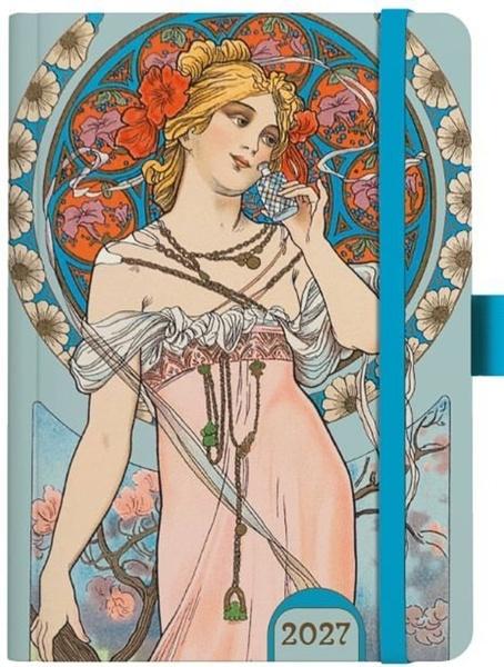 Levně Denní diář 2027 A5 Alfons Mucha Modrý
