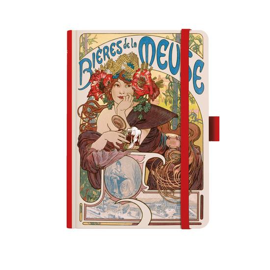 Levně Notes A5 Premium Alfons Mucha 2027 prázdný červený