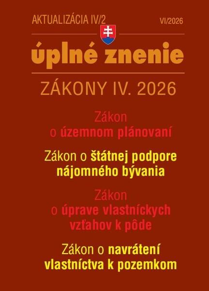 Aktualizácia IV/2 2026 – Stavebný zákon – územné plánovanie