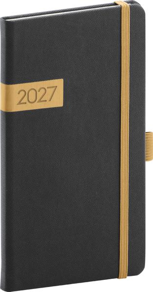 Kapesní diář Twill 2027 černo-zlatý
