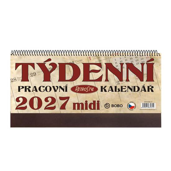 Pracovní kalendář 2027 RETRO MIDI - stolní kalendář