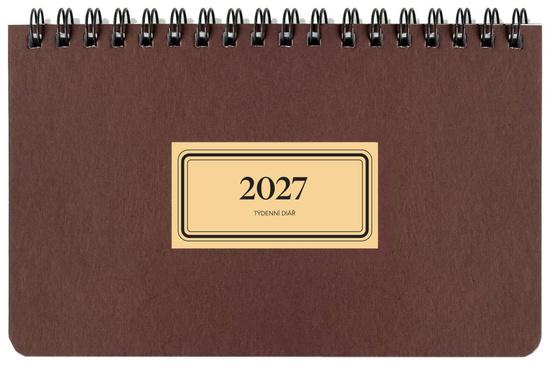 Diář 2027 týdenní na šířku RETRO, vínový