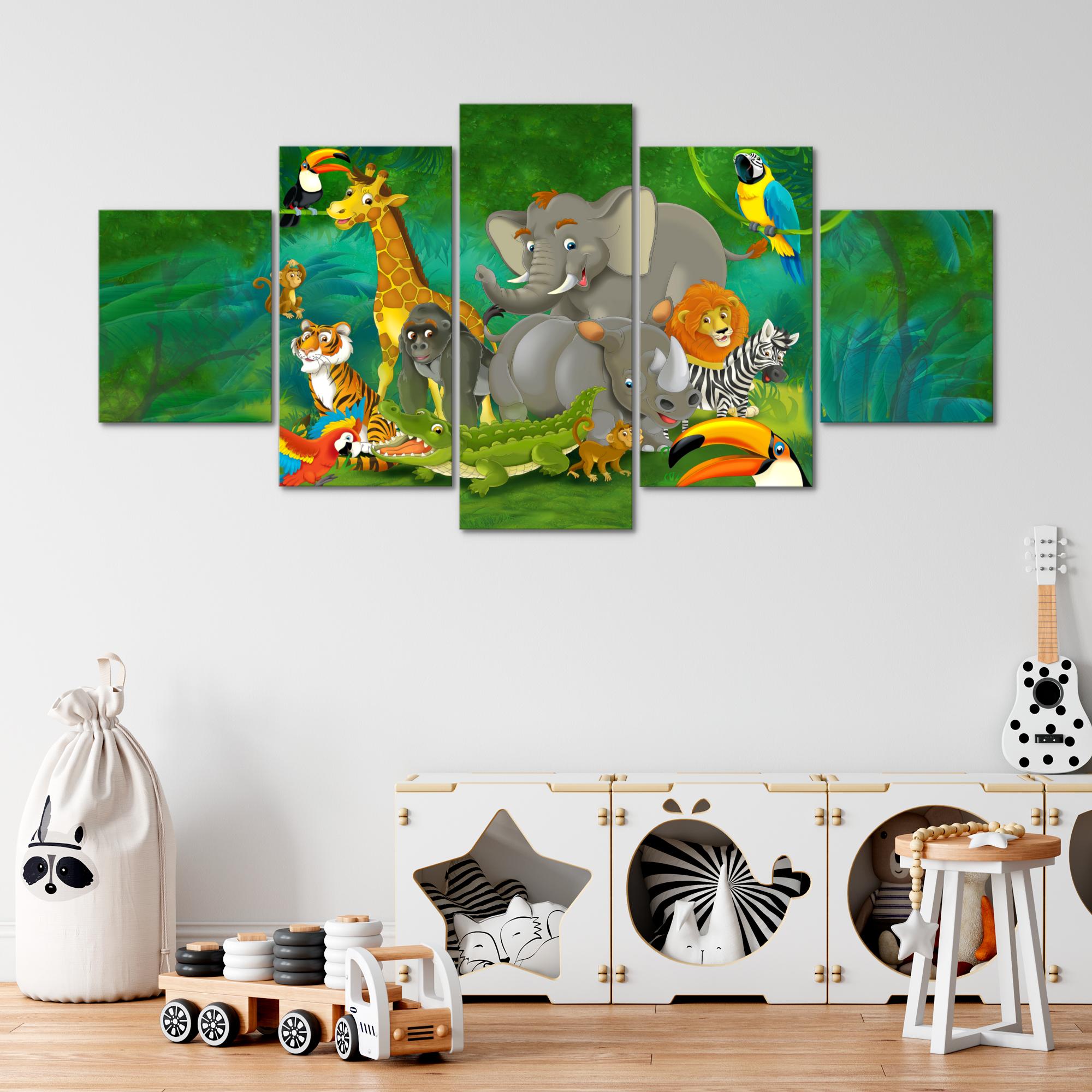 Wandbilder Wohnzimmer XXL - Kinderzimmer Wald - Moderne Bilder - Made