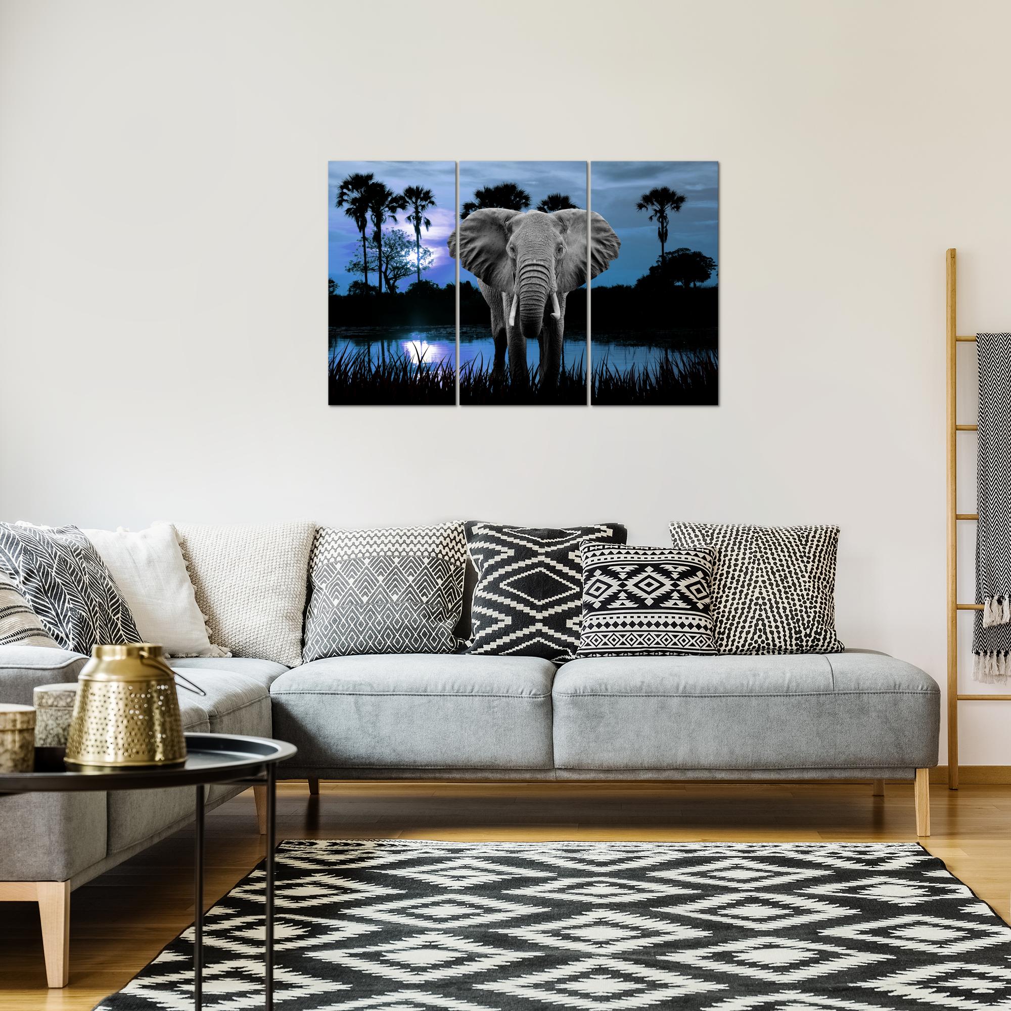 Wandbilder Set XXL Modern | Afrika Elefant Wohnzimmer Schlafzimmer Deko