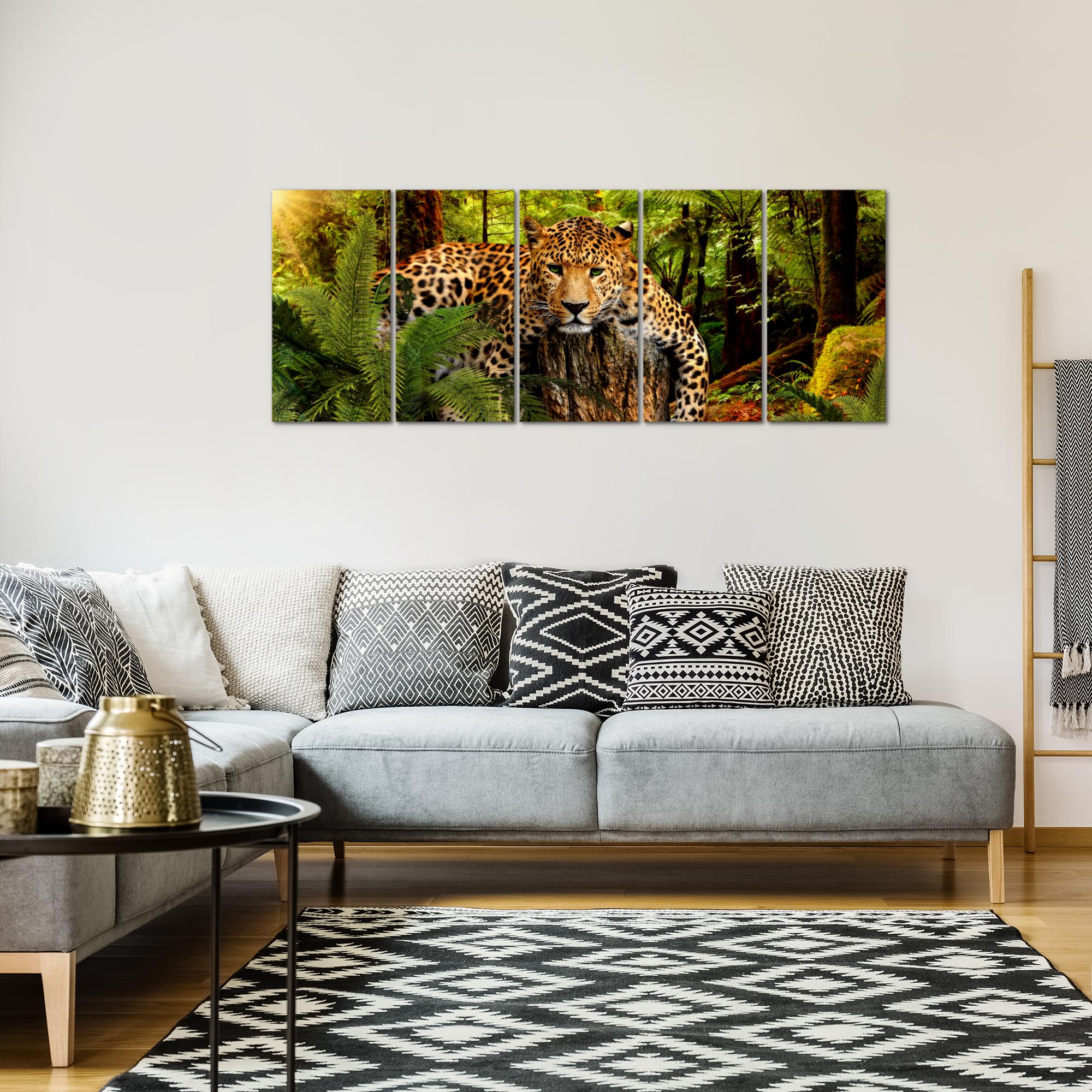 Wandbilder Set | Afrika Leopard | XXL Bild für Schlafzimmer Wohnzimmer
