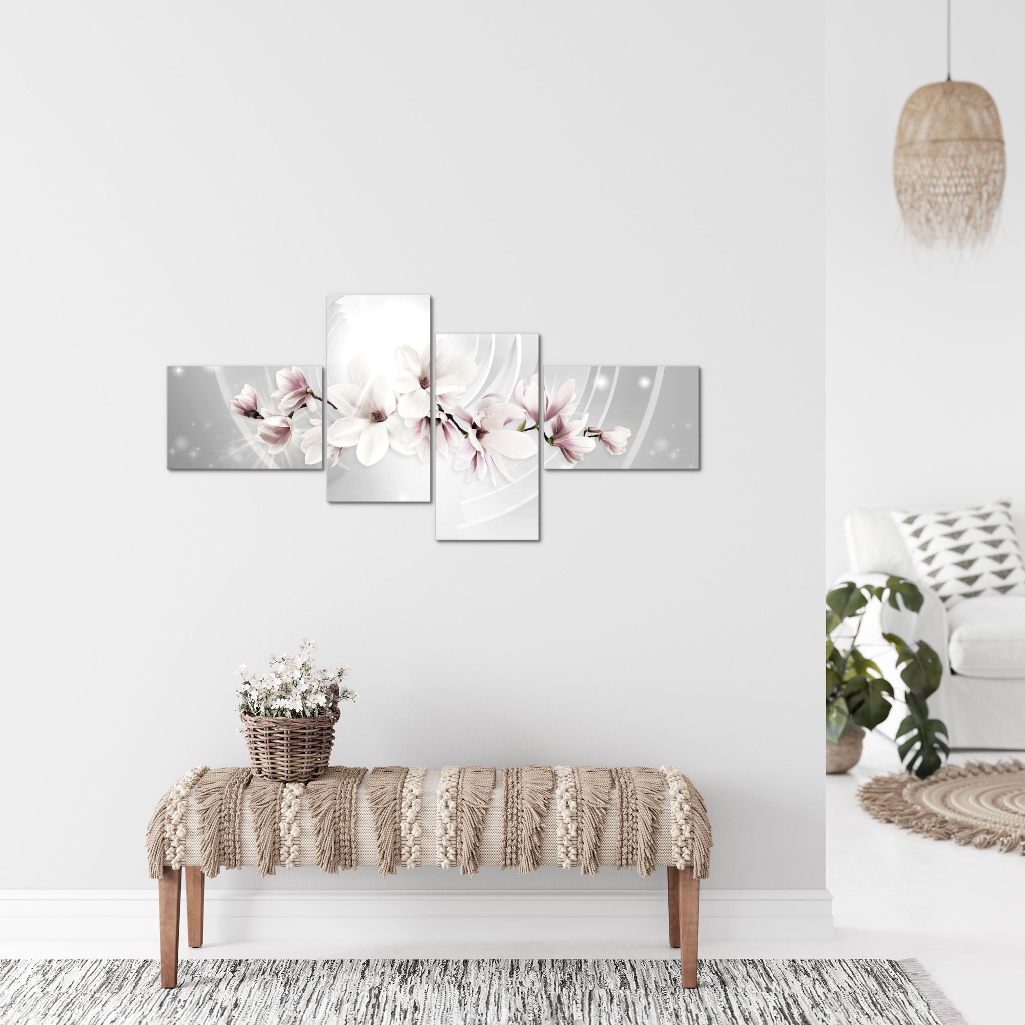 Wandbilder Set XXL Modern | Blumen Magnolien Wohnzimmer Schlafzimmer