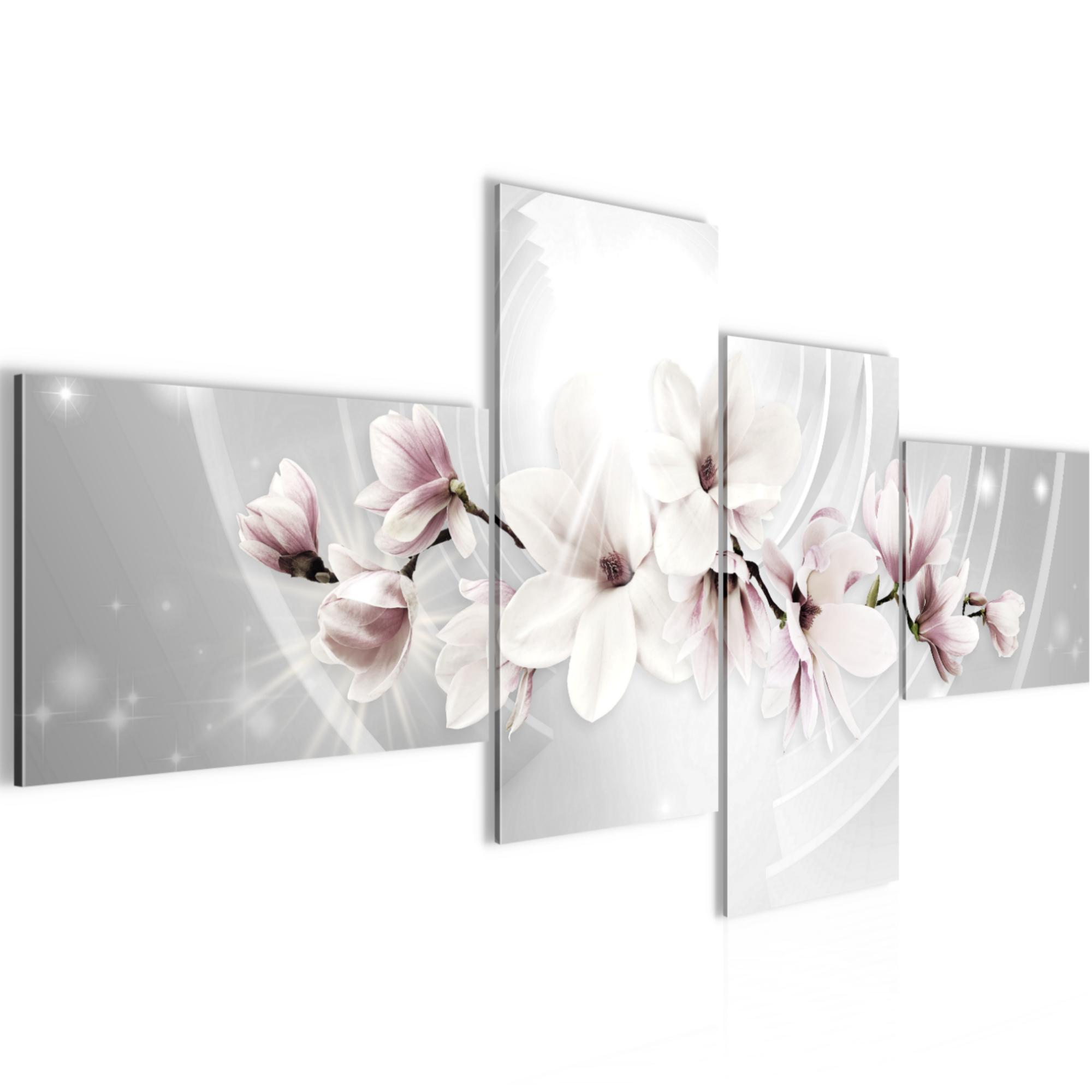 Wandbilder Set XXL Modern | Blumen Magnolien Wohnzimmer Schlafzimmer