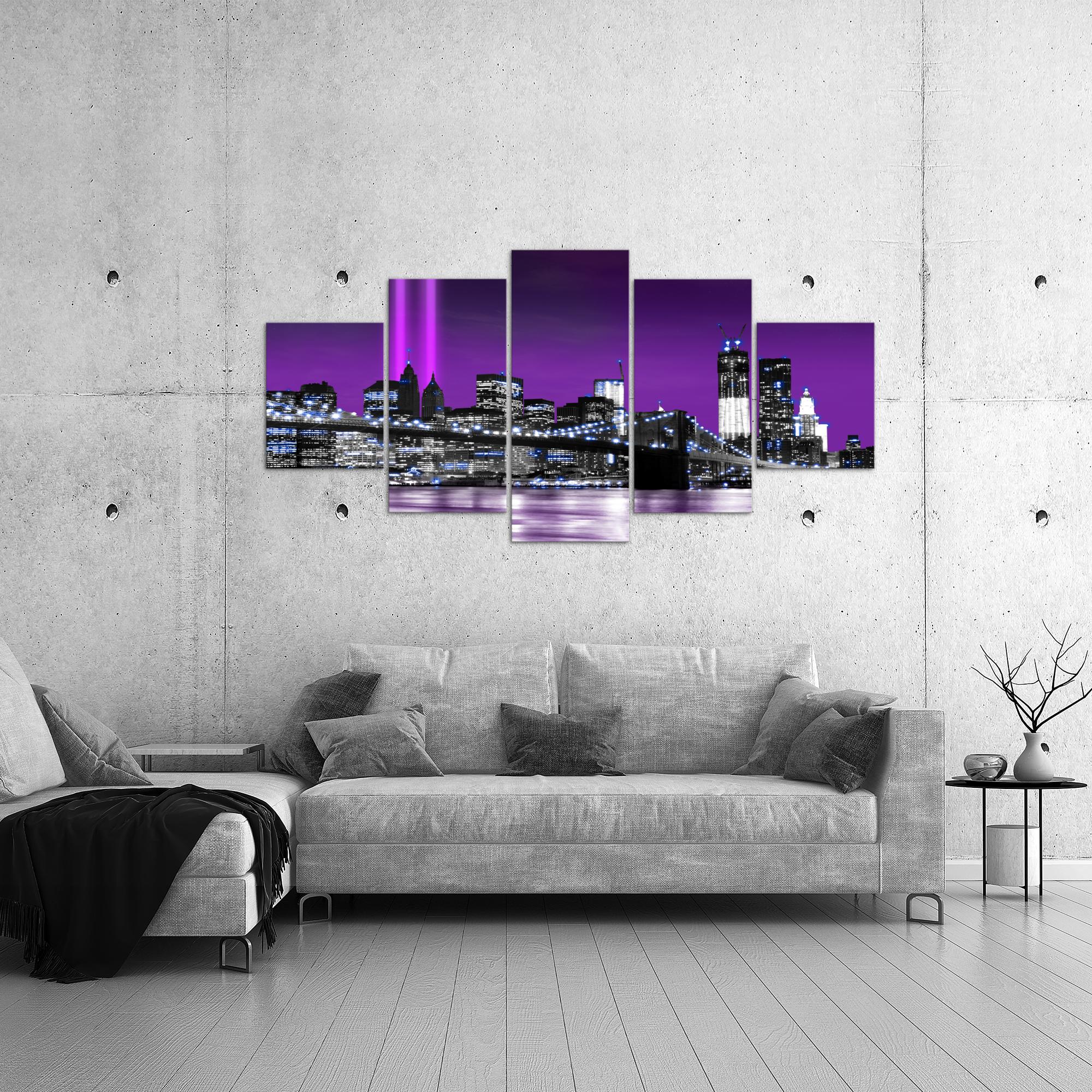 Wandbilder XXL Modern Wohnzimmer - New York City Violett - Schlafzimmer