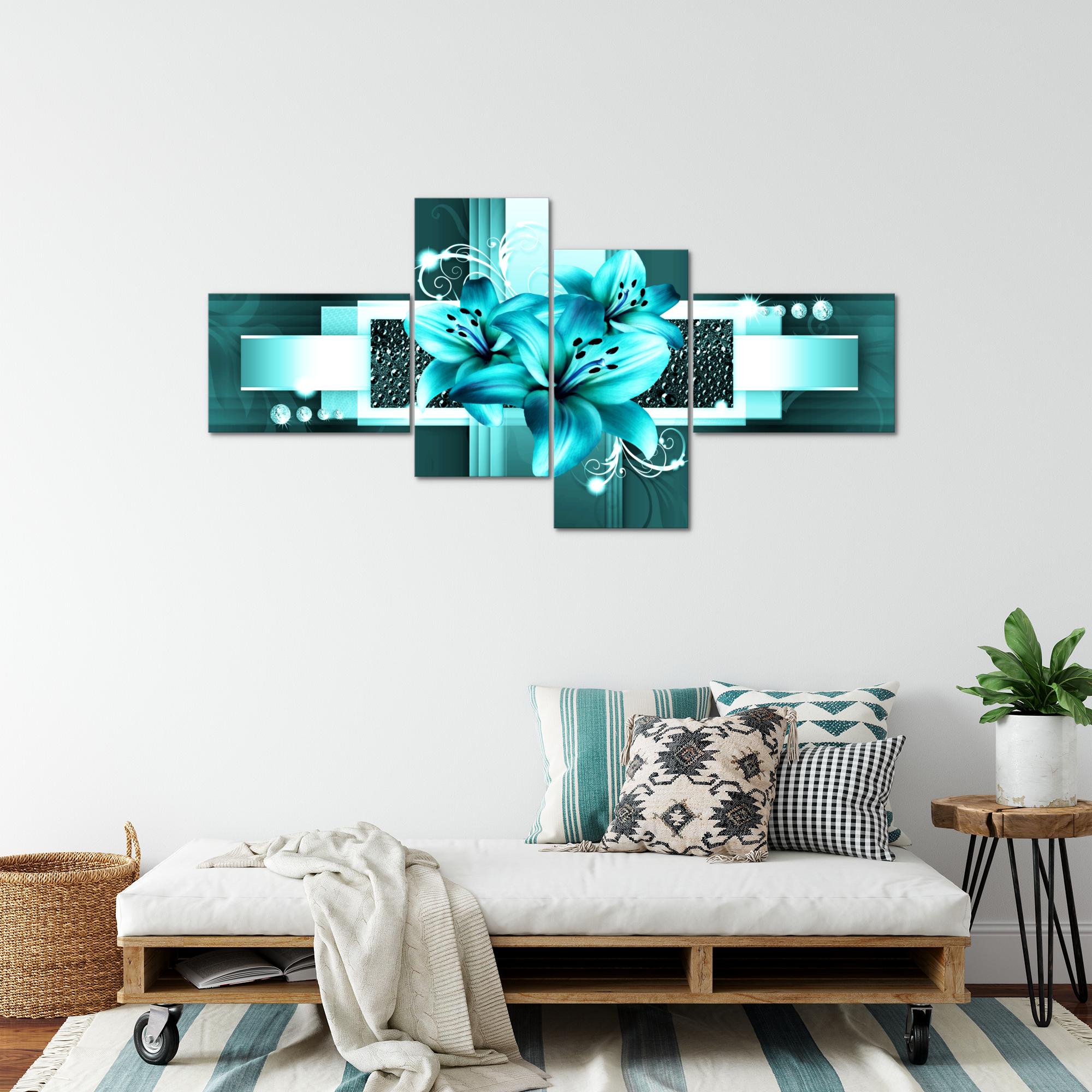 Wandbilder Set XXL Modern | Blumen Lilien Wohnzimmer Schlafzimmer Deko