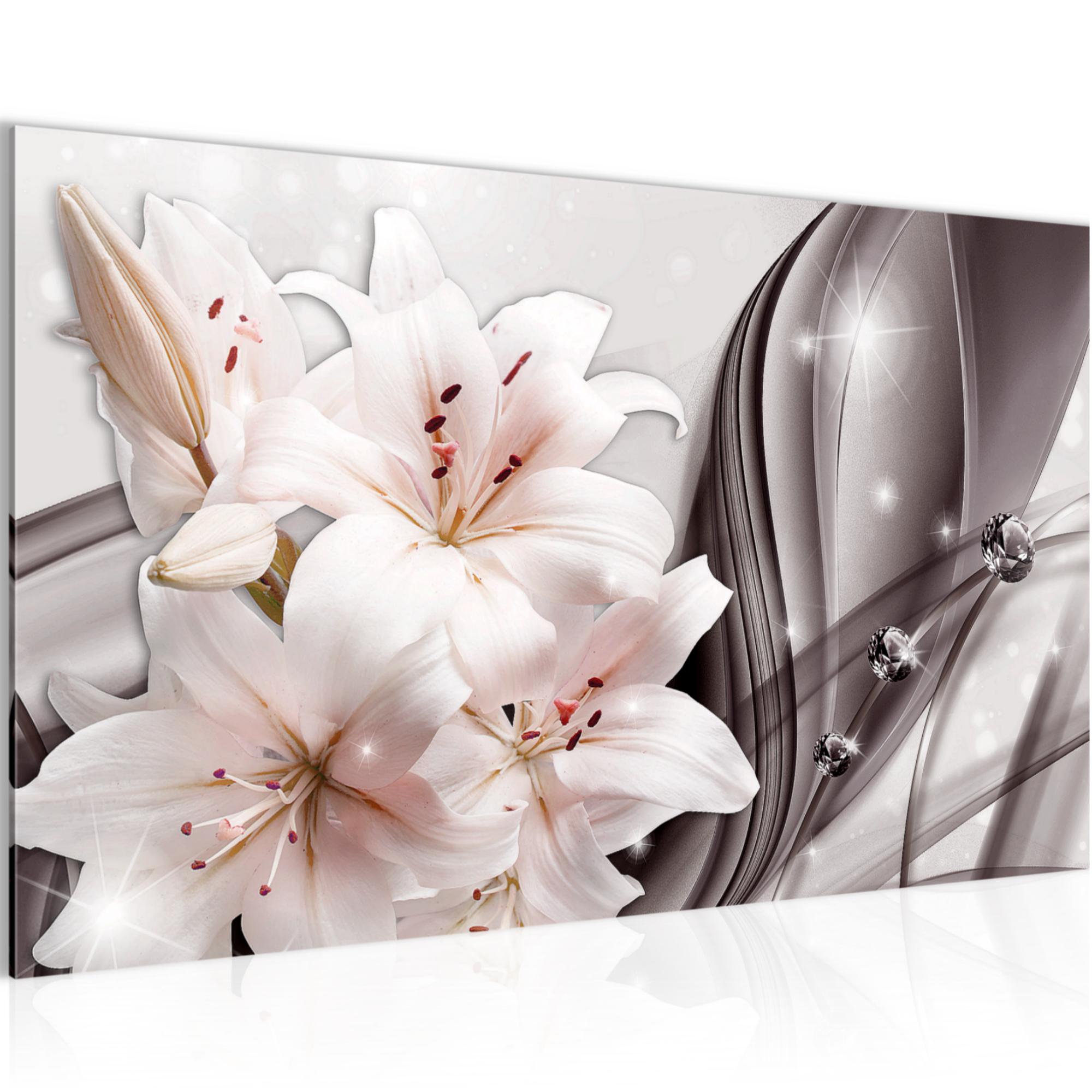 Wandbilder Wohnzimmer - Blumen Lilien Schlafzimmer - Vlies Leinwand