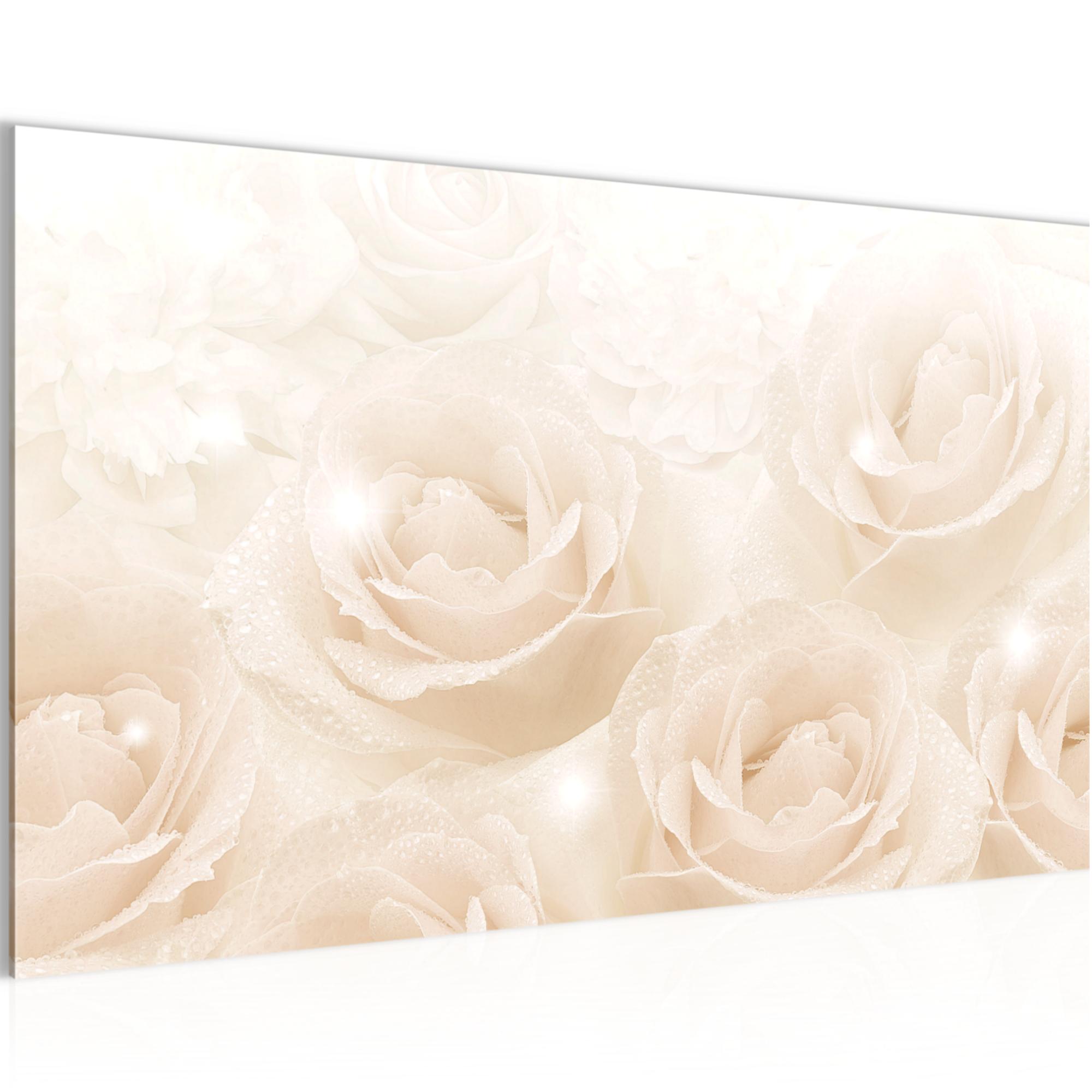 Wandbilder Wohnzimmer - Blumen Rosen Schlafzimmer - Vlies Leinwand Bild