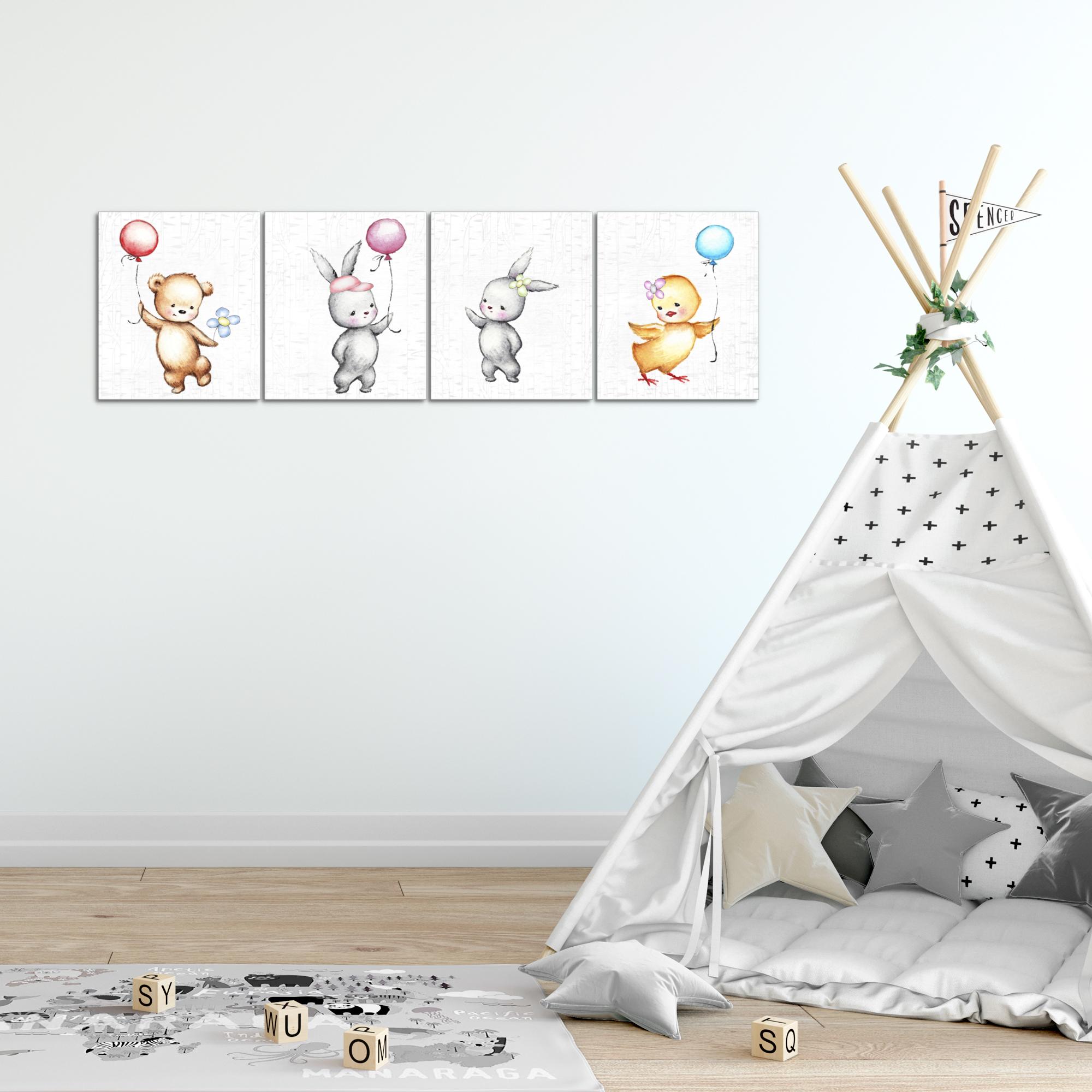 Bilder Set Modern Kinderzimmer Tiere Wandbilder Wohnzimmer XXL 160x50