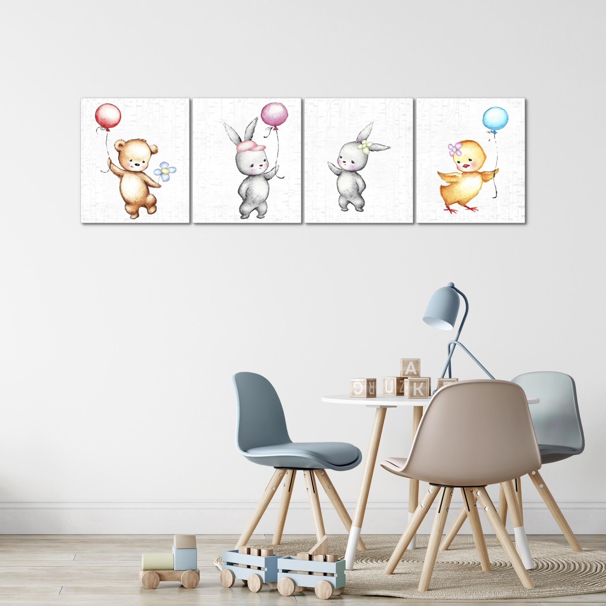 Bilder Set Modern Kinderzimmer Tiere Wandbilder Wohnzimmer XXL 160x50