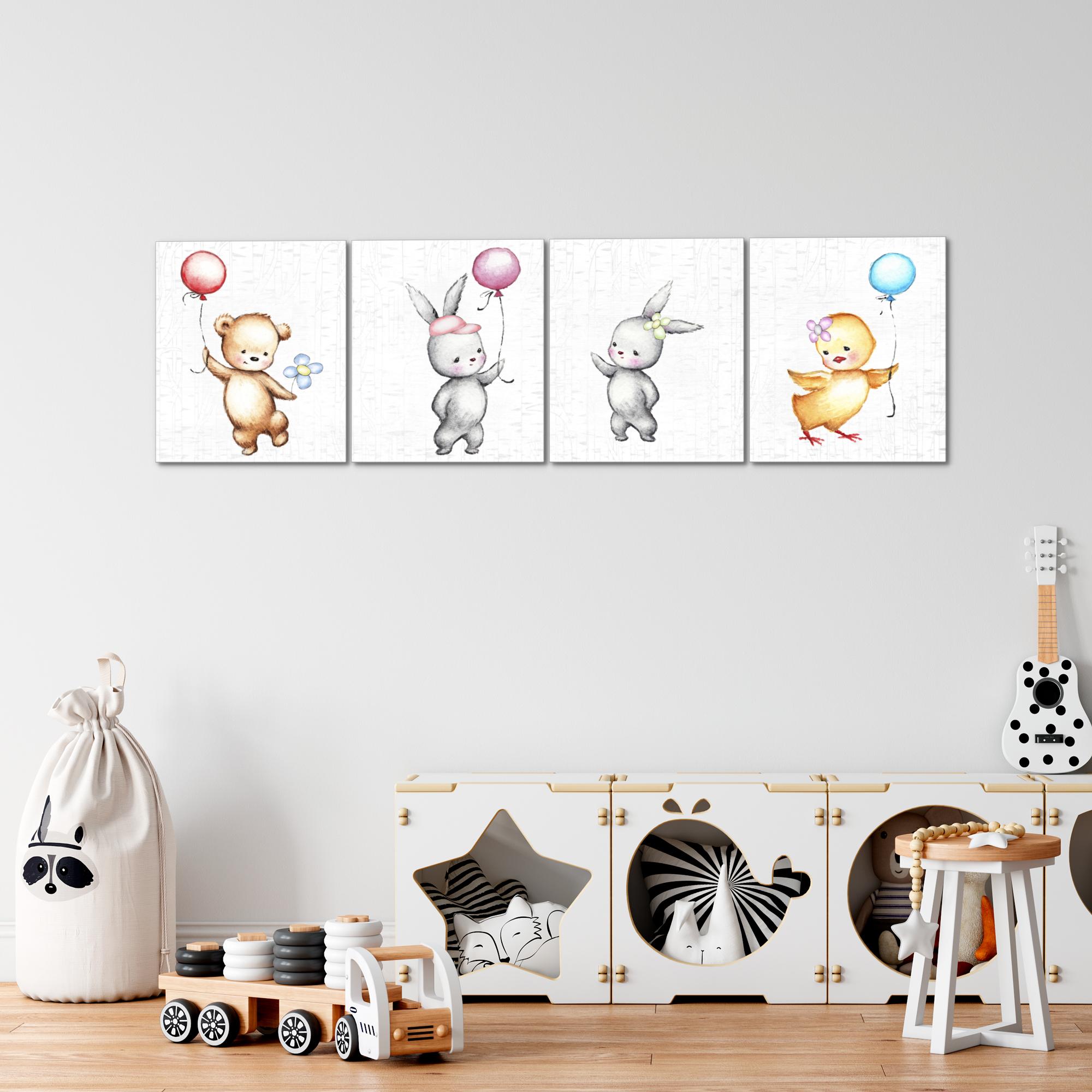 Bilder Set Modern Kinderzimmer Tiere Wandbilder Wohnzimmer XXL 160x50