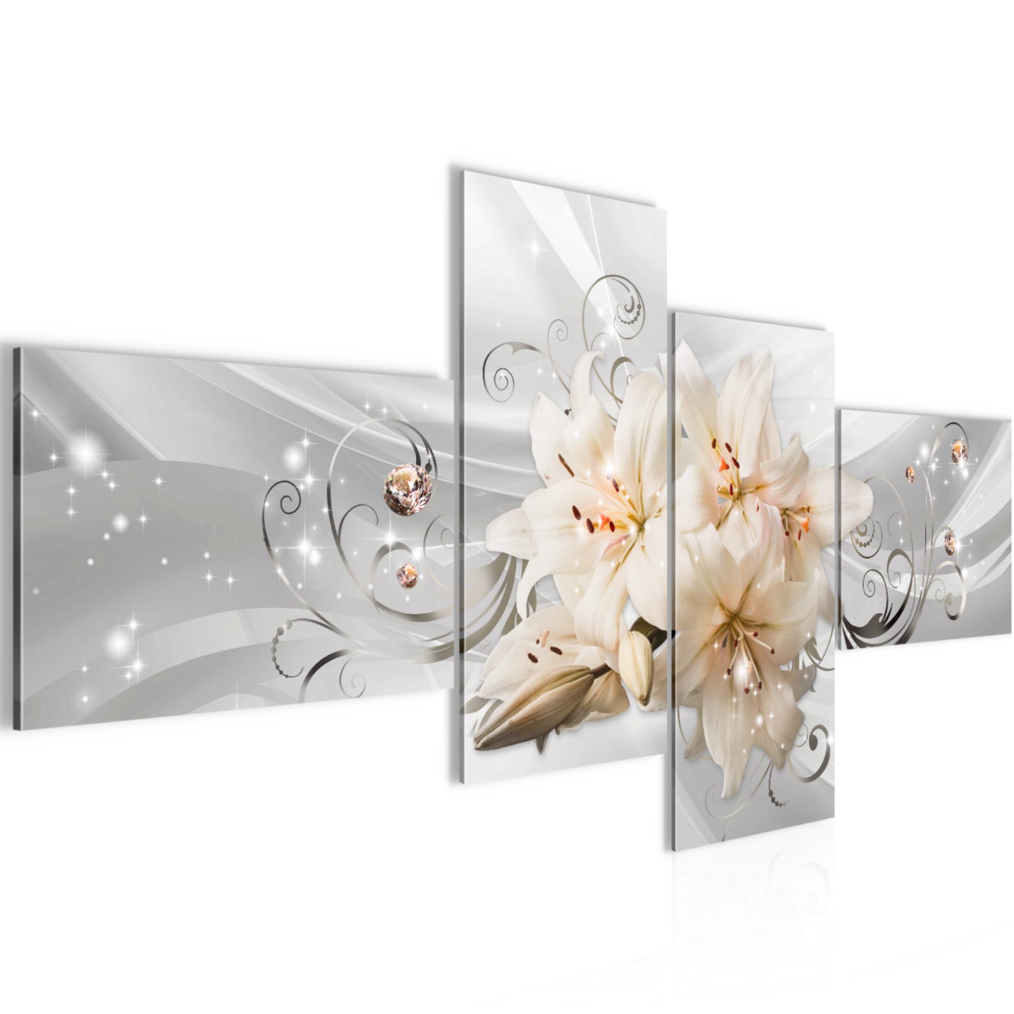 Wandbilder Set XXL Modern | Blumen Lilien Wohnzimmer Schlafzimmer Deko