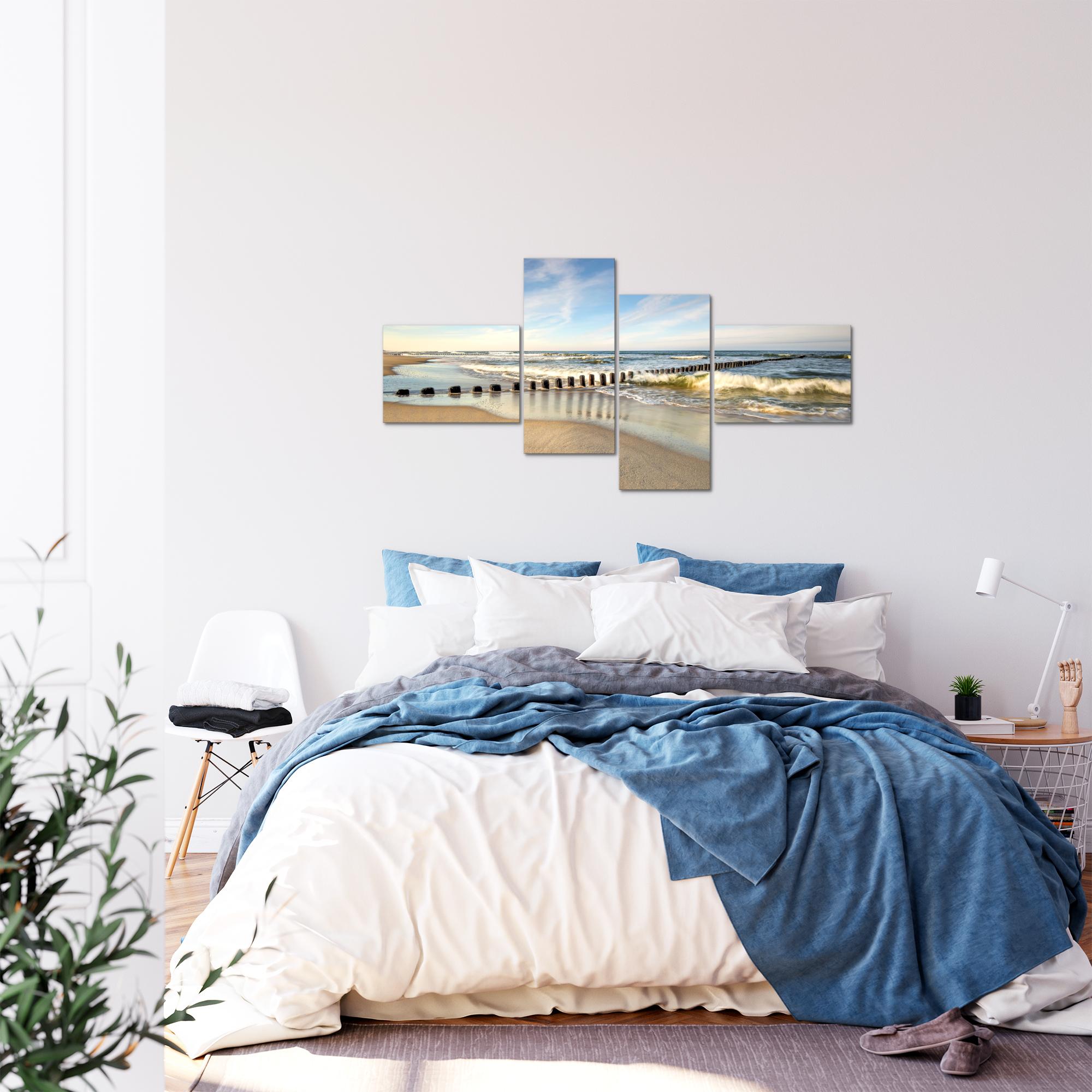 Wandbilder Set 3D | Strand Meer | Wohnzimmer XXL | Bild Vlies Leinwand