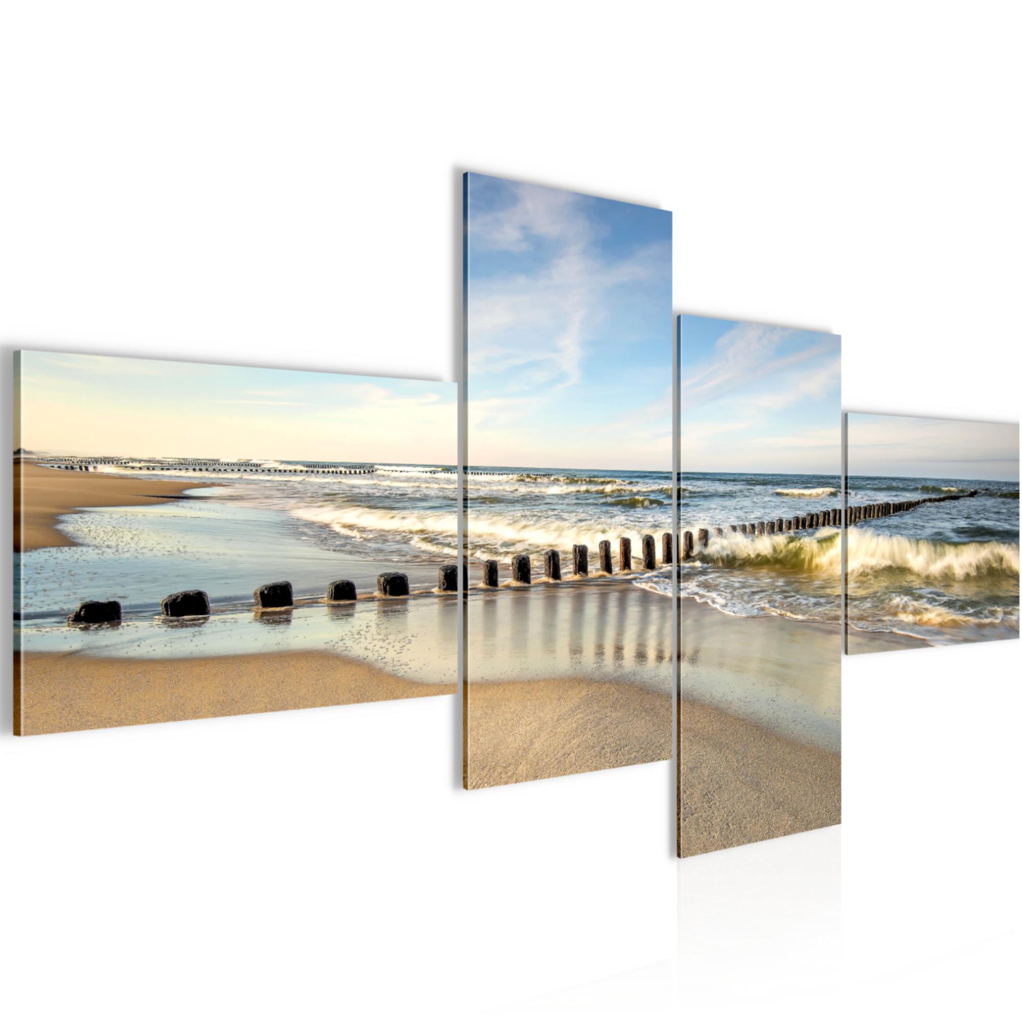 Wandbilder Set 3D | Strand Meer | Wohnzimmer XXL | Bild Vlies Leinwand