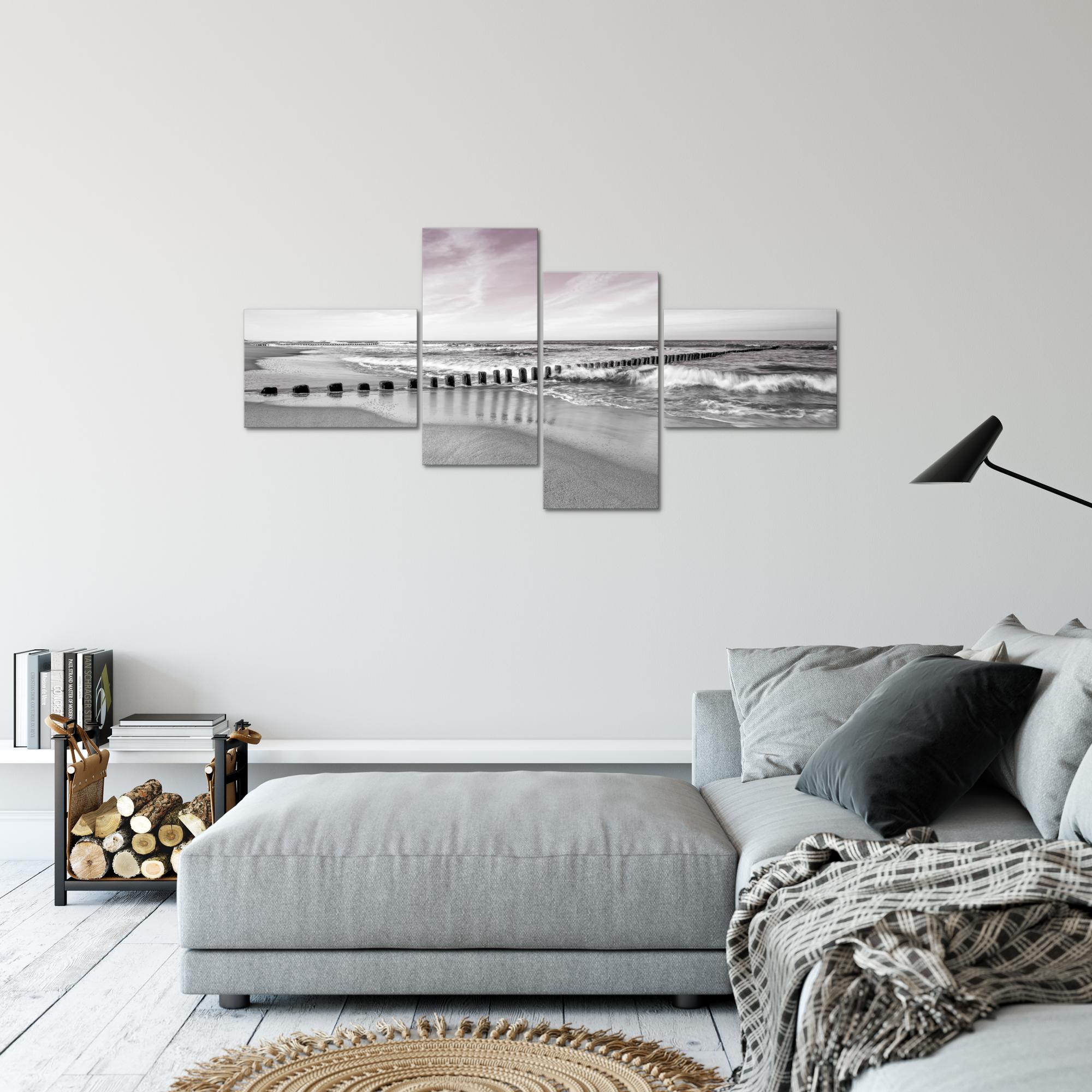 Wandbilder Set 3D | Strand Meer | Wohnzimmer XXL | Bild Vlies Leinwand