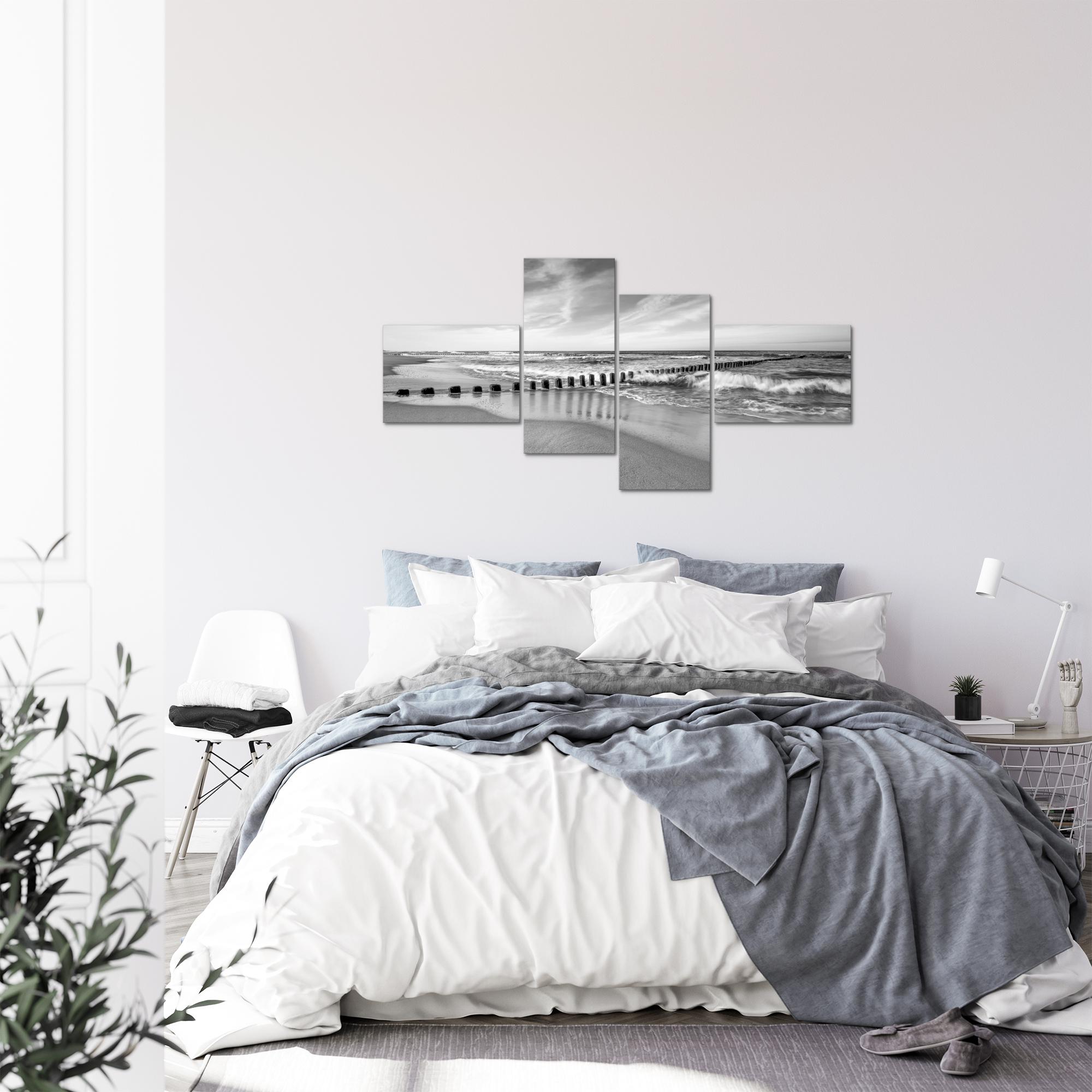 Wandbilder Set 3D | Strand Meer | Wohnzimmer XXL | Bild Vlies Leinwand