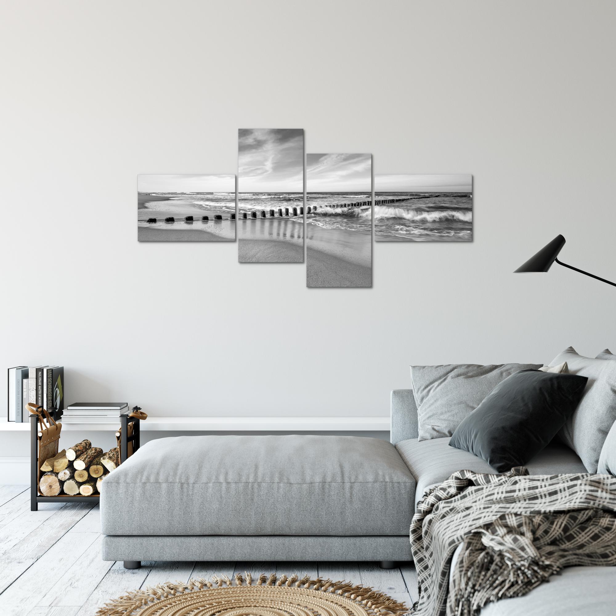 Wandbilder Set 3D | Strand Meer | Wohnzimmer XXL | Bild Vlies Leinwand
