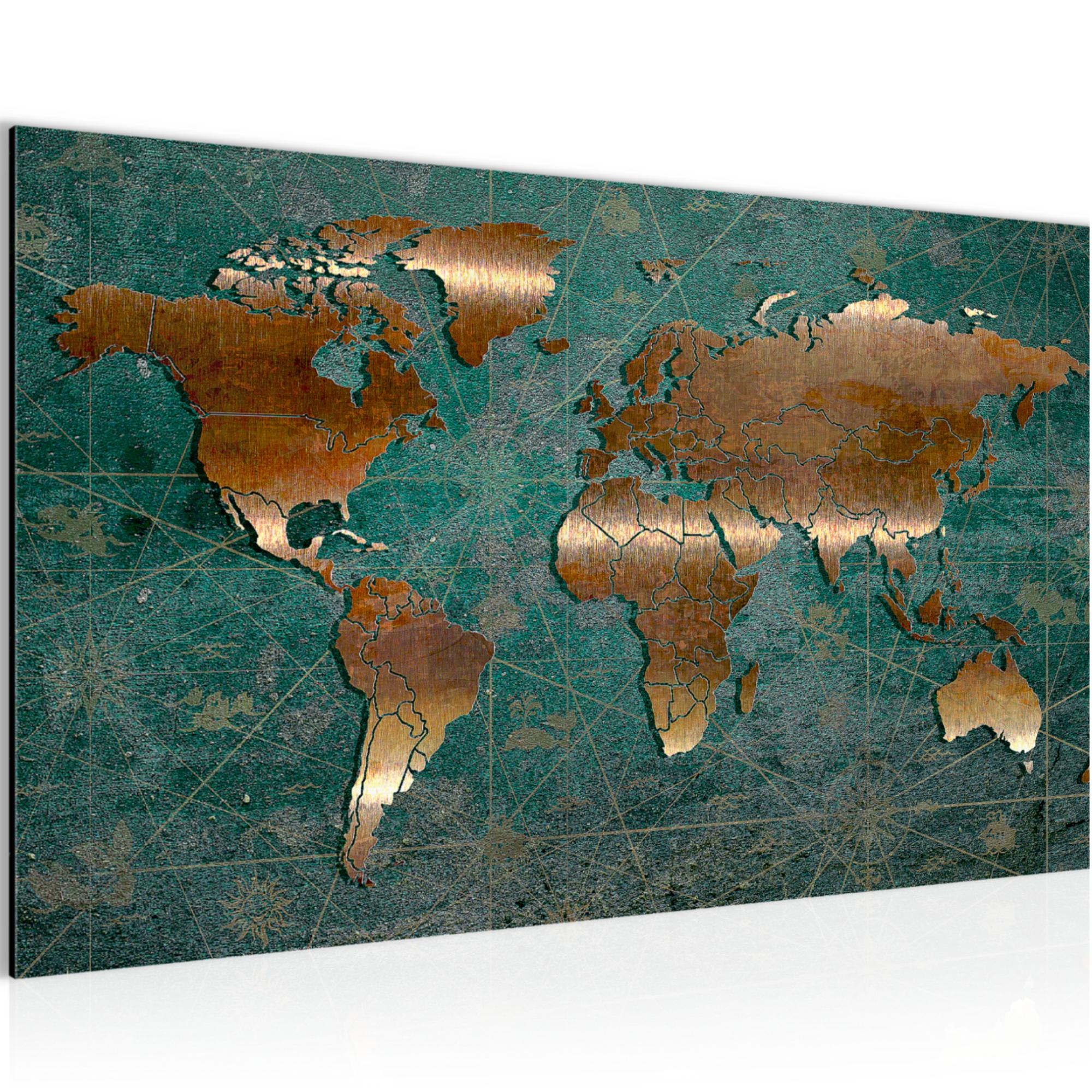 Wandbilder Wohnzimmer - Weltkarte Schlafzimmer - Vlies Leinwand Bild