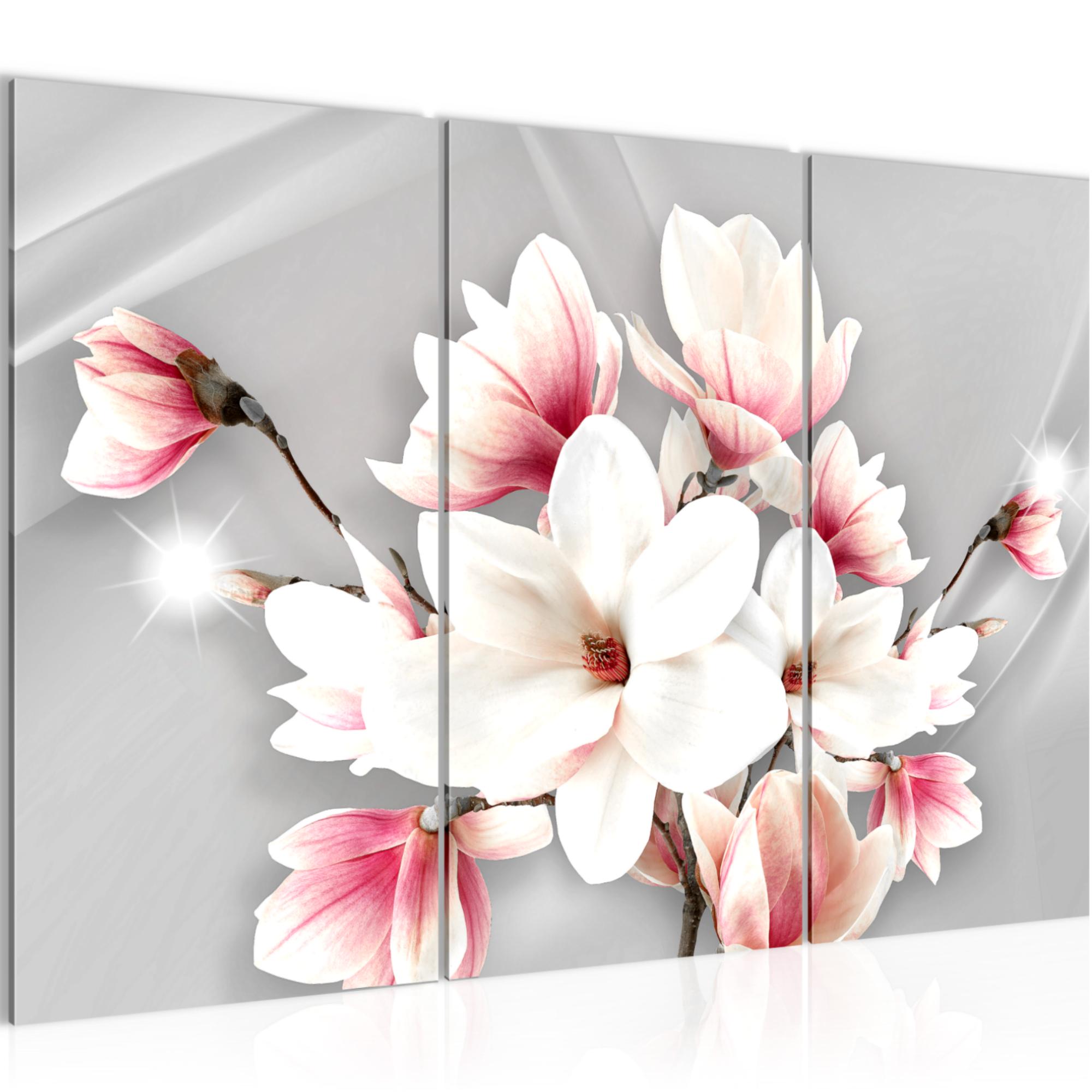 Wandbilder Set XXL Modern | Blumen Magnolien Wohnzimmer Schlafzimmer
