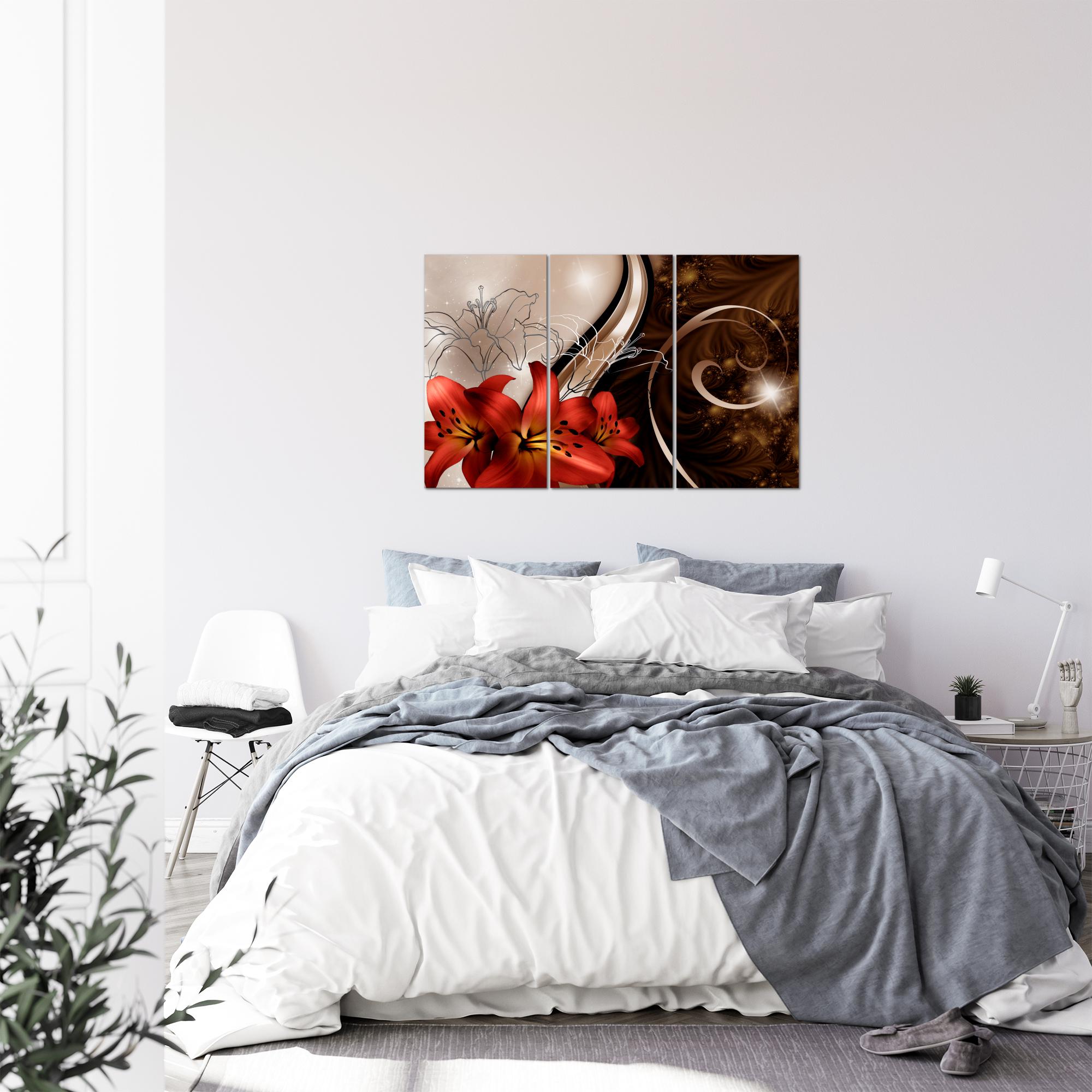 Wandbilder Set XXL Modern | Blumen Lilien Wohnzimmer Schlafzimmer Deko