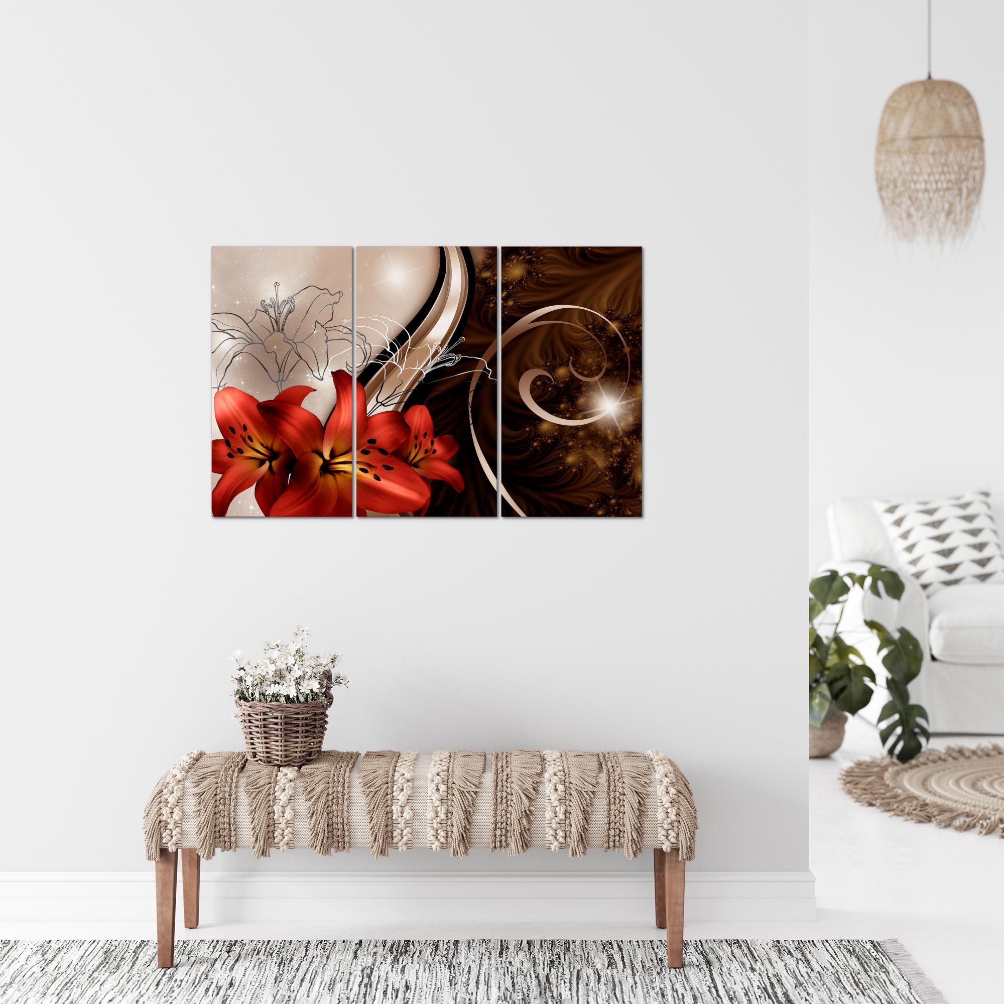 Wandbilder Set XXL Modern | Blumen Lilien Wohnzimmer Schlafzimmer Deko