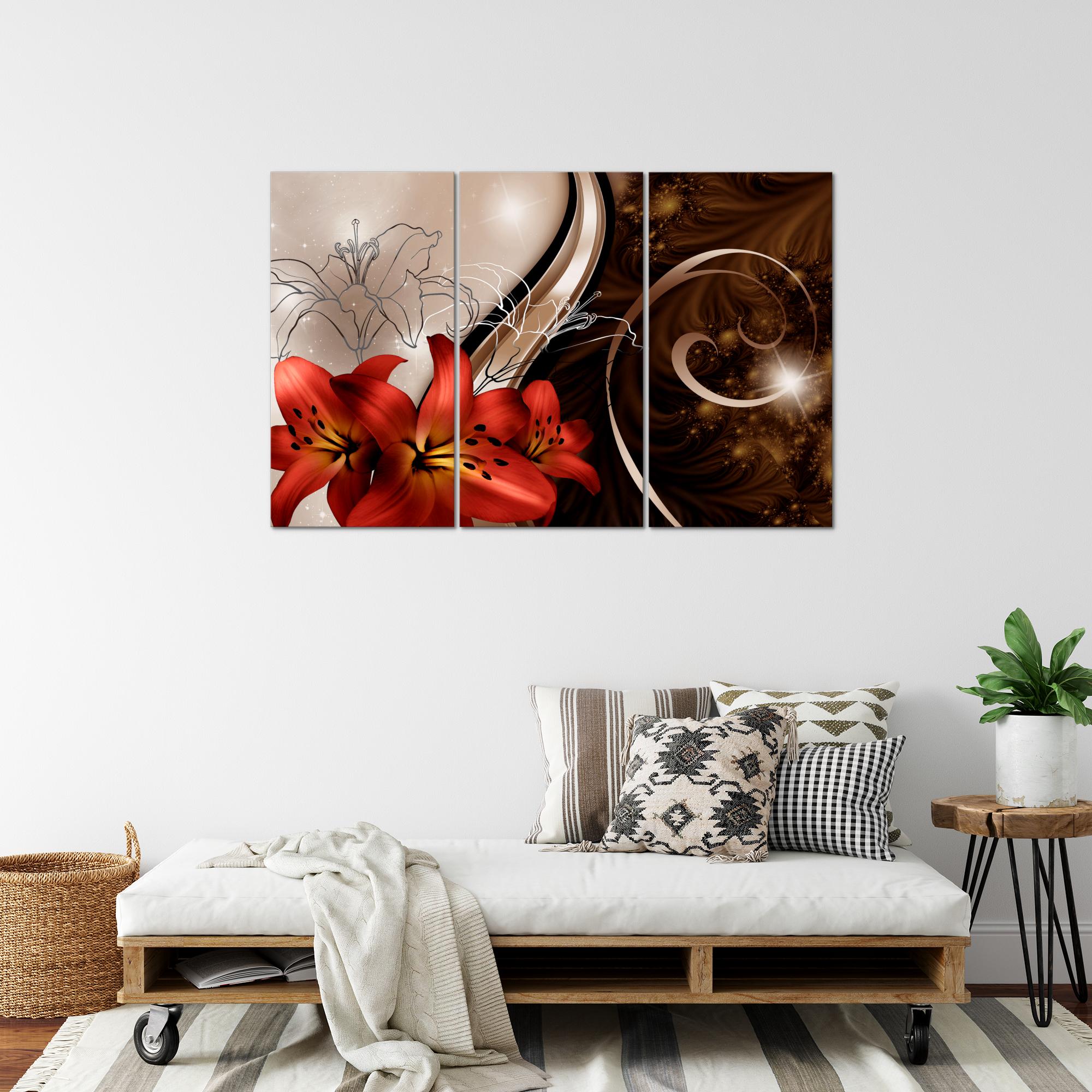 Wandbilder Set XXL Modern | Blumen Lilien Wohnzimmer Schlafzimmer Deko
