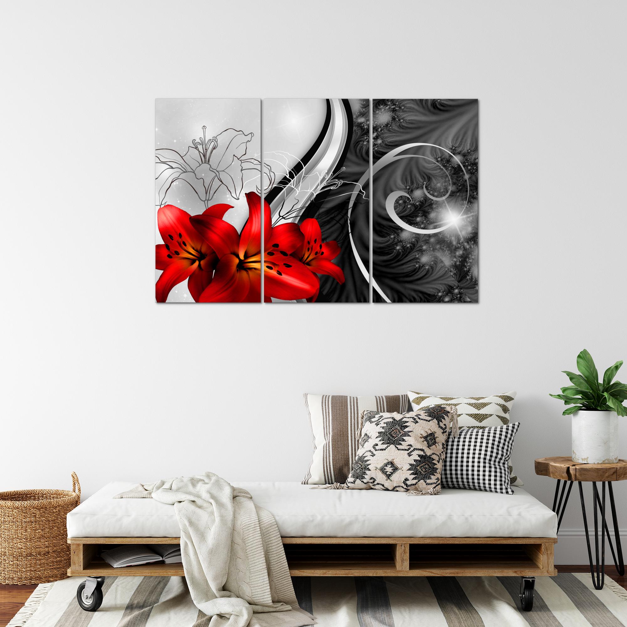 Wandbilder Set XXL Modern | Blumen Lilien Wohnzimmer Schlafzimmer Deko