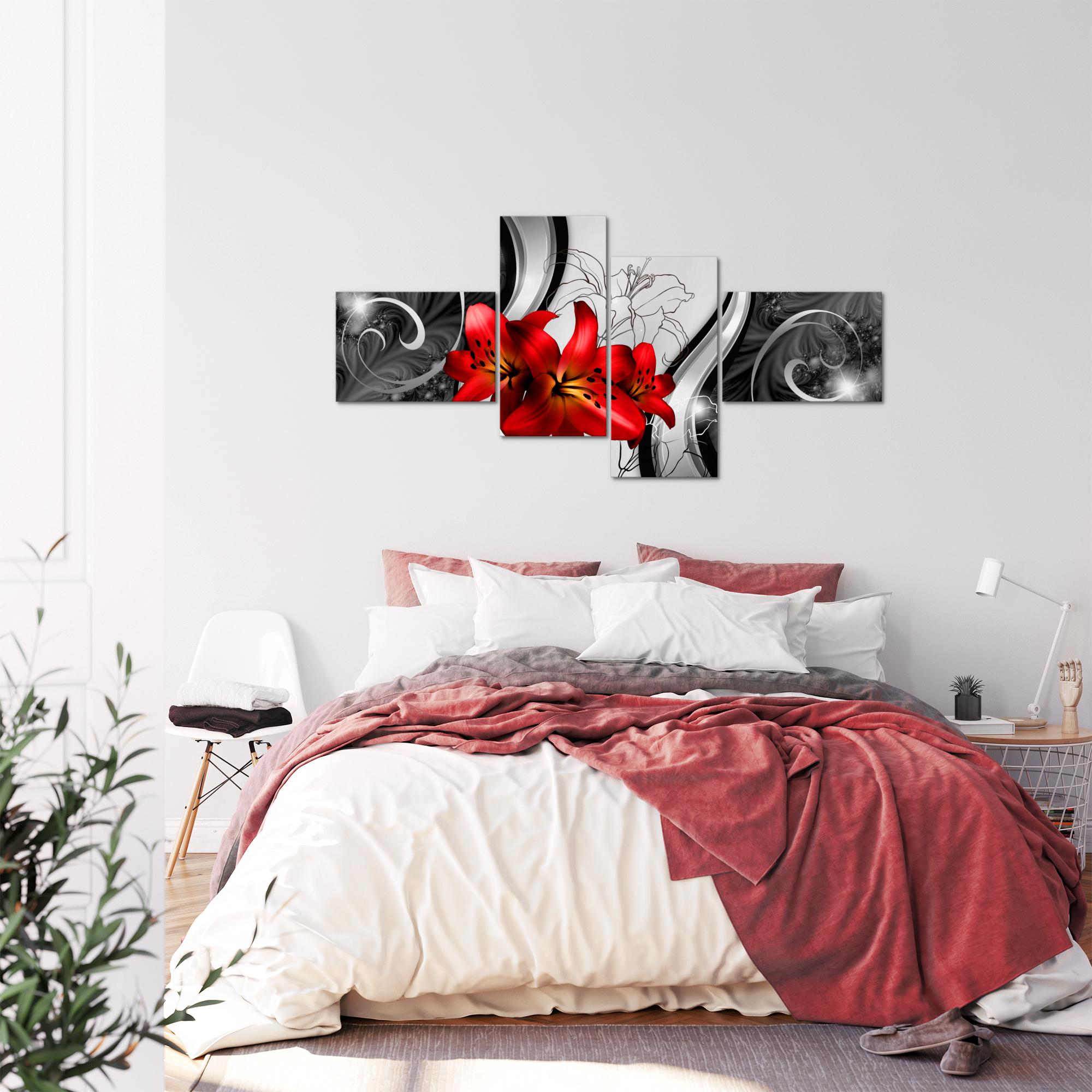Wandbilder Set XXL Modern | Blumen Lilien Wohnzimmer Schlafzimmer Deko