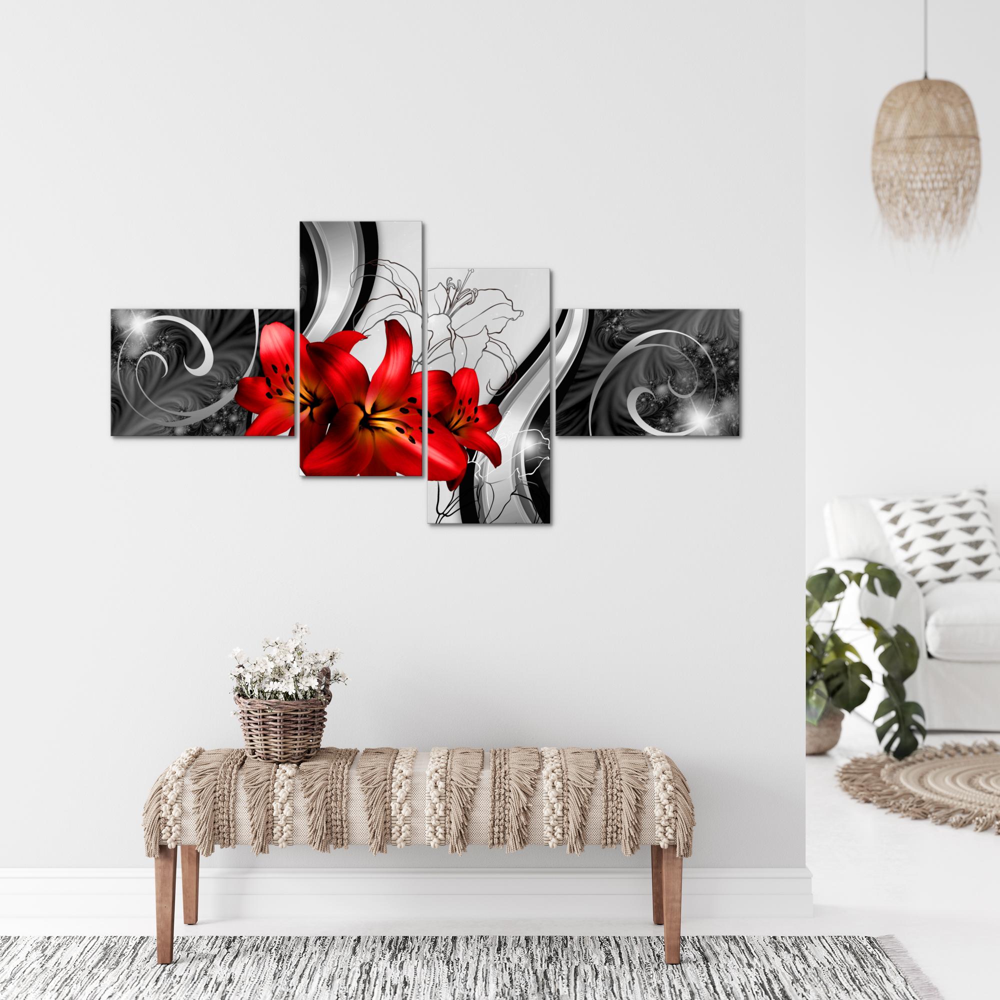 Wandbilder Set XXL Modern | Blumen Lilien Wohnzimmer Schlafzimmer Deko