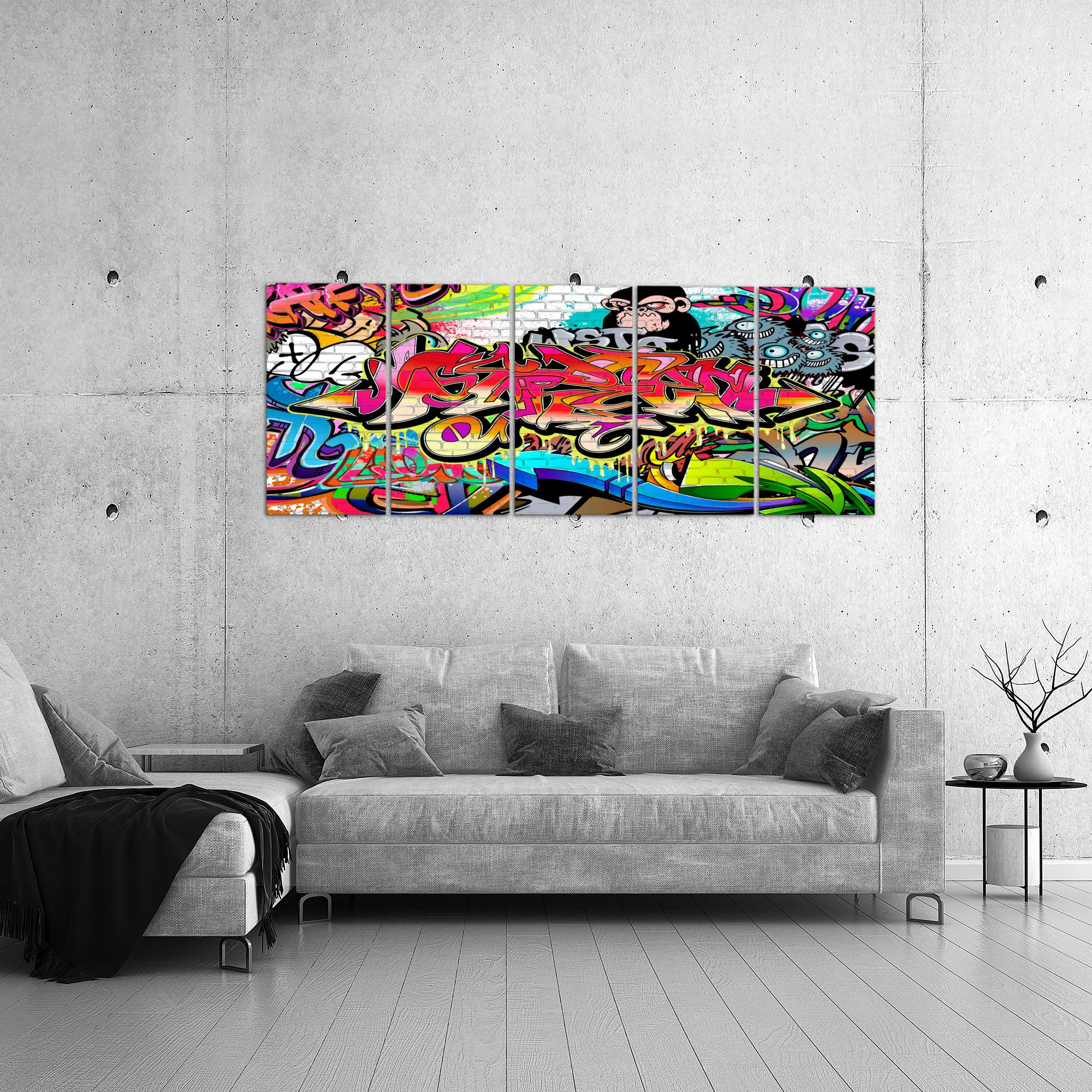 Wandbilder Set | Graffiti | XXL Bild für Schlafzimmer Wohnzimmer Flur