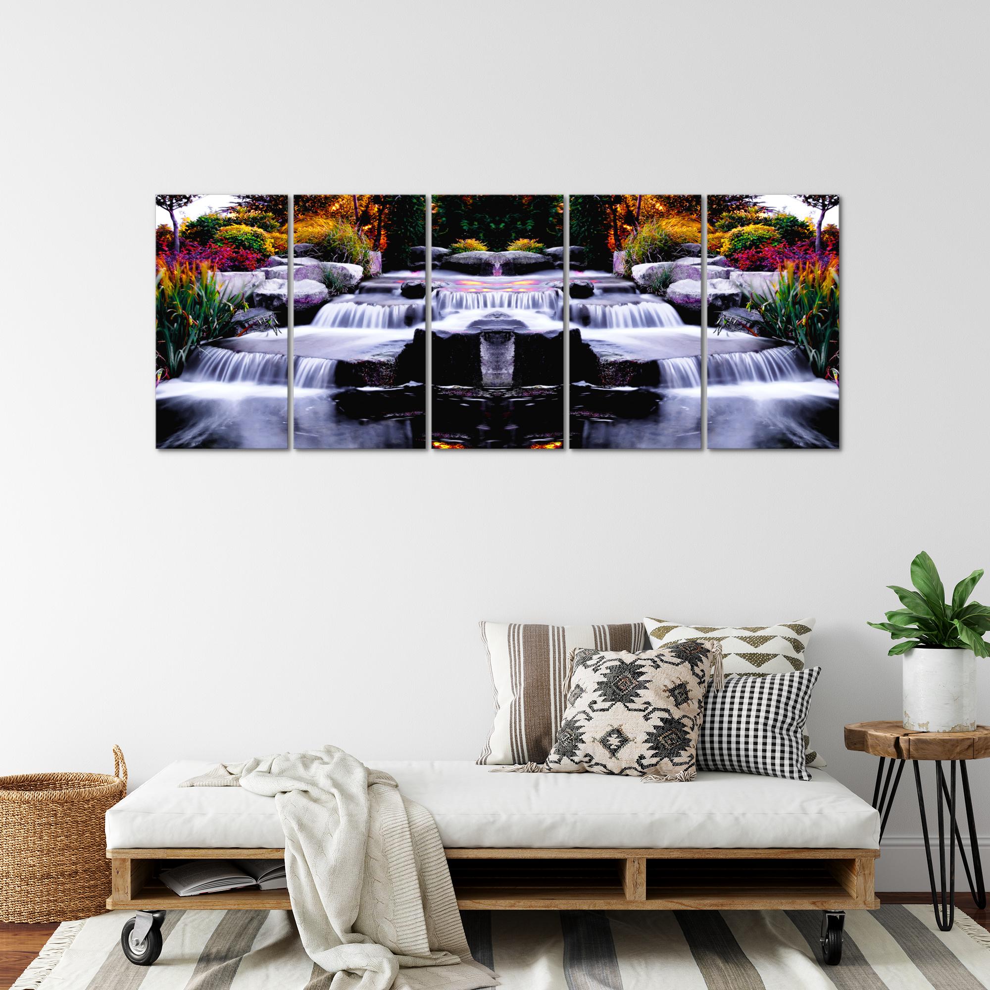 Wandbilder Set | Wasserfall | XXL Bild für Schlafzimmer Wohnzimmer Flur
