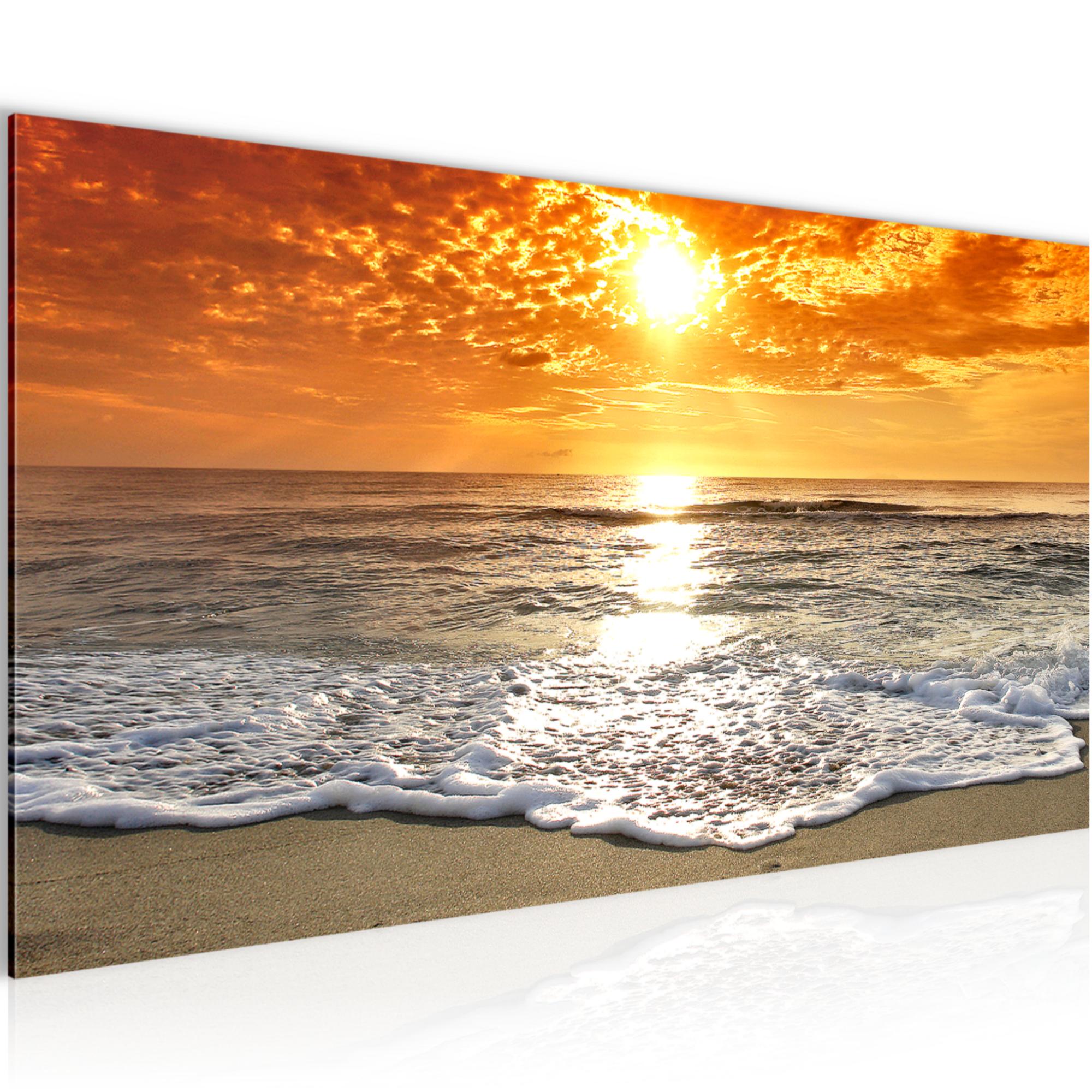 Wandbild XXL Modern Wohnzimmer - Sonnenuntergang Strand - Schlafzimmer