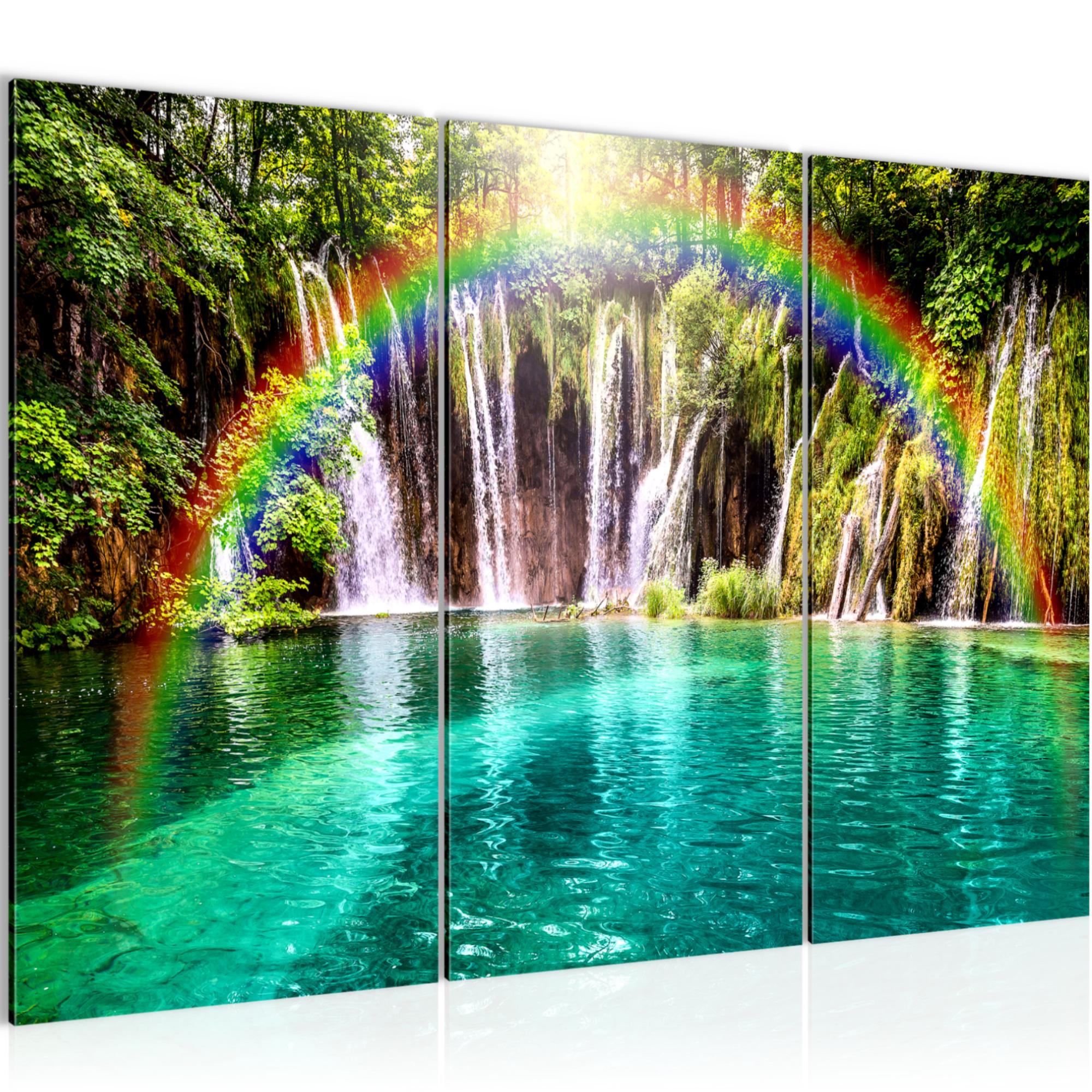 Wandbilder Set XXL Modern | Wasserfall Landschaft Wohnzimmer