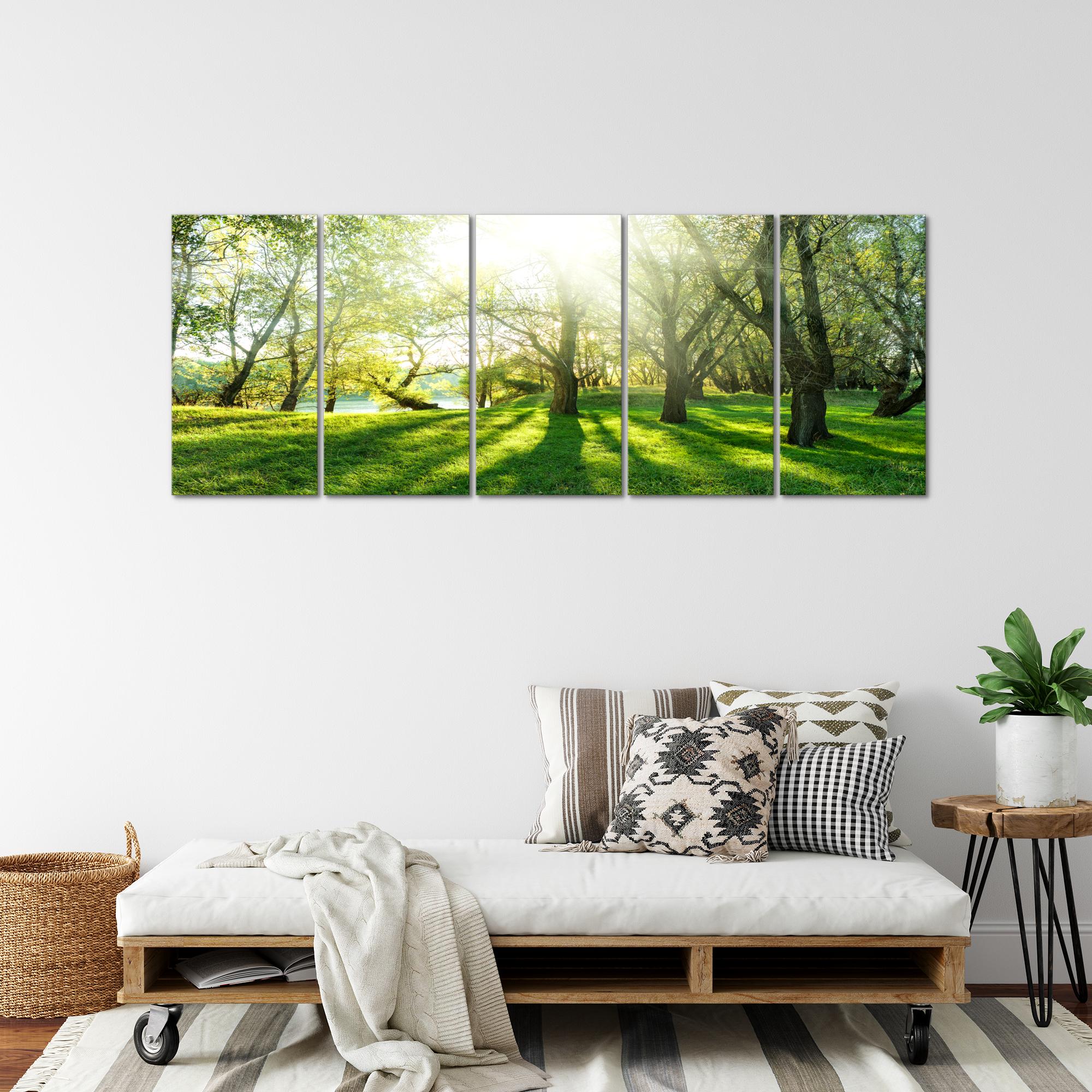 Wandbilder Set | Wald Landschaft | XXL Bild für Schlafzimmer Wohnzimmer