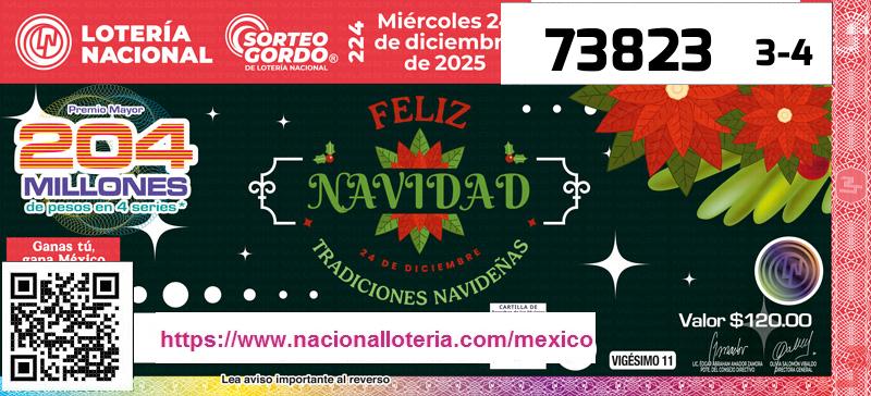 Premio Mayor de la Lotería del Mi&eacute;rcoles 24 de Diciembre de 2025