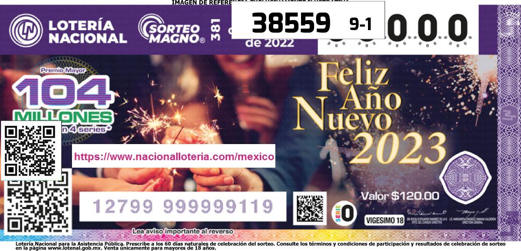 Cachito premiado en la Lotería Nacional del Sábado 31 de Diciembre de 2022 Premio Mayor de la Lotería del Sábado 31 de Diciembre de 2022