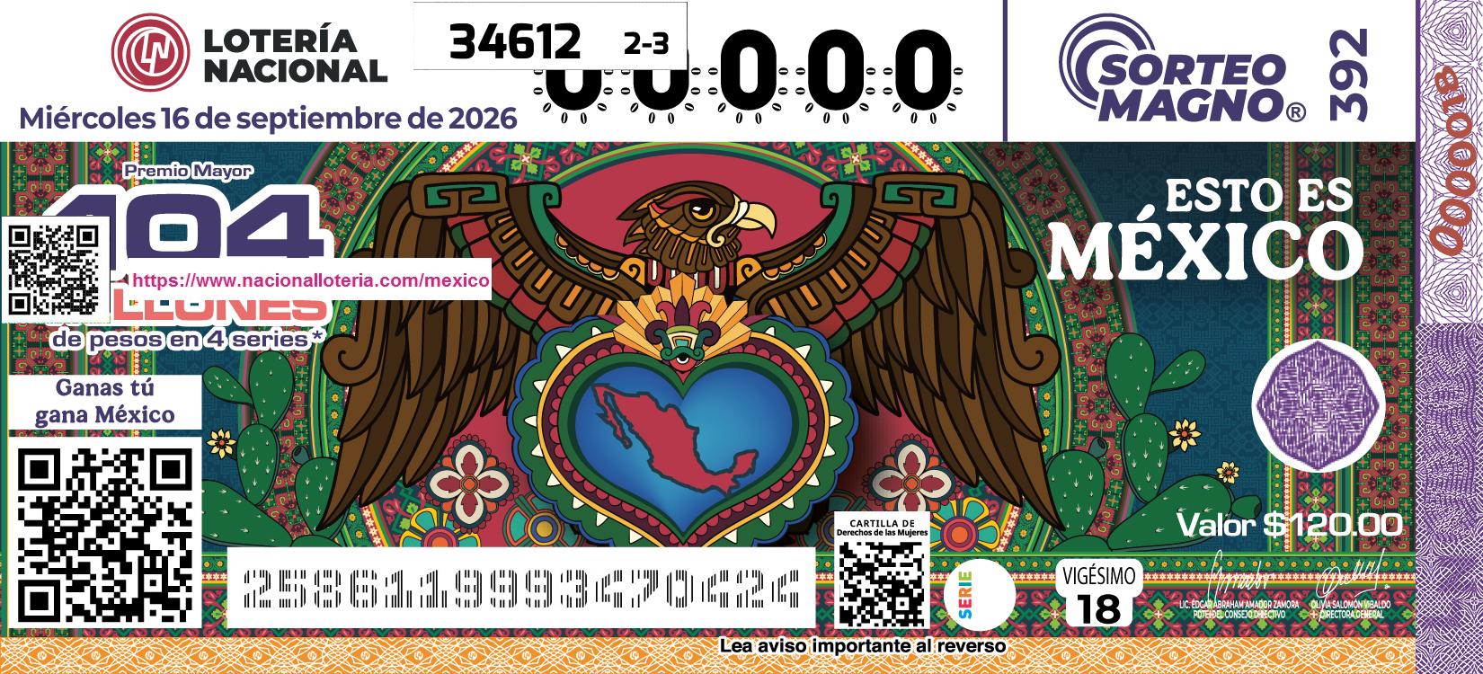 Premio Mayor de la Lotería del Mi&eacute;rcoles 16 de Septiembre de 2026