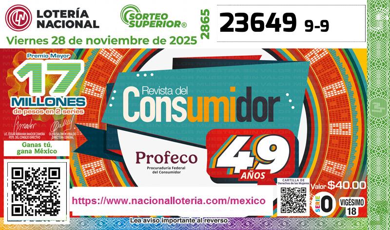Premio Mayor de la Lotería del Viernes 28 de Noviembre de 2025